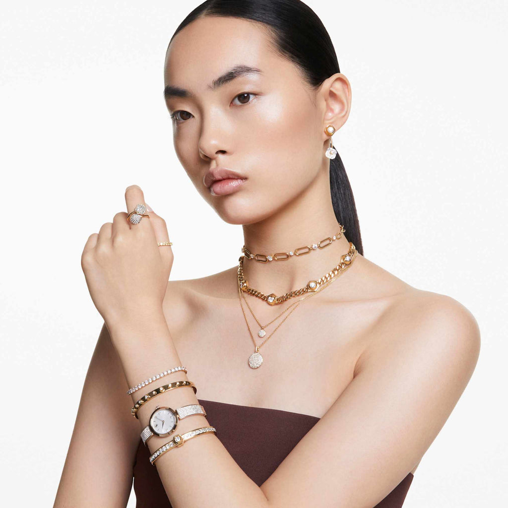 Swarovski Sublima layered pendant White, 18K gold finish