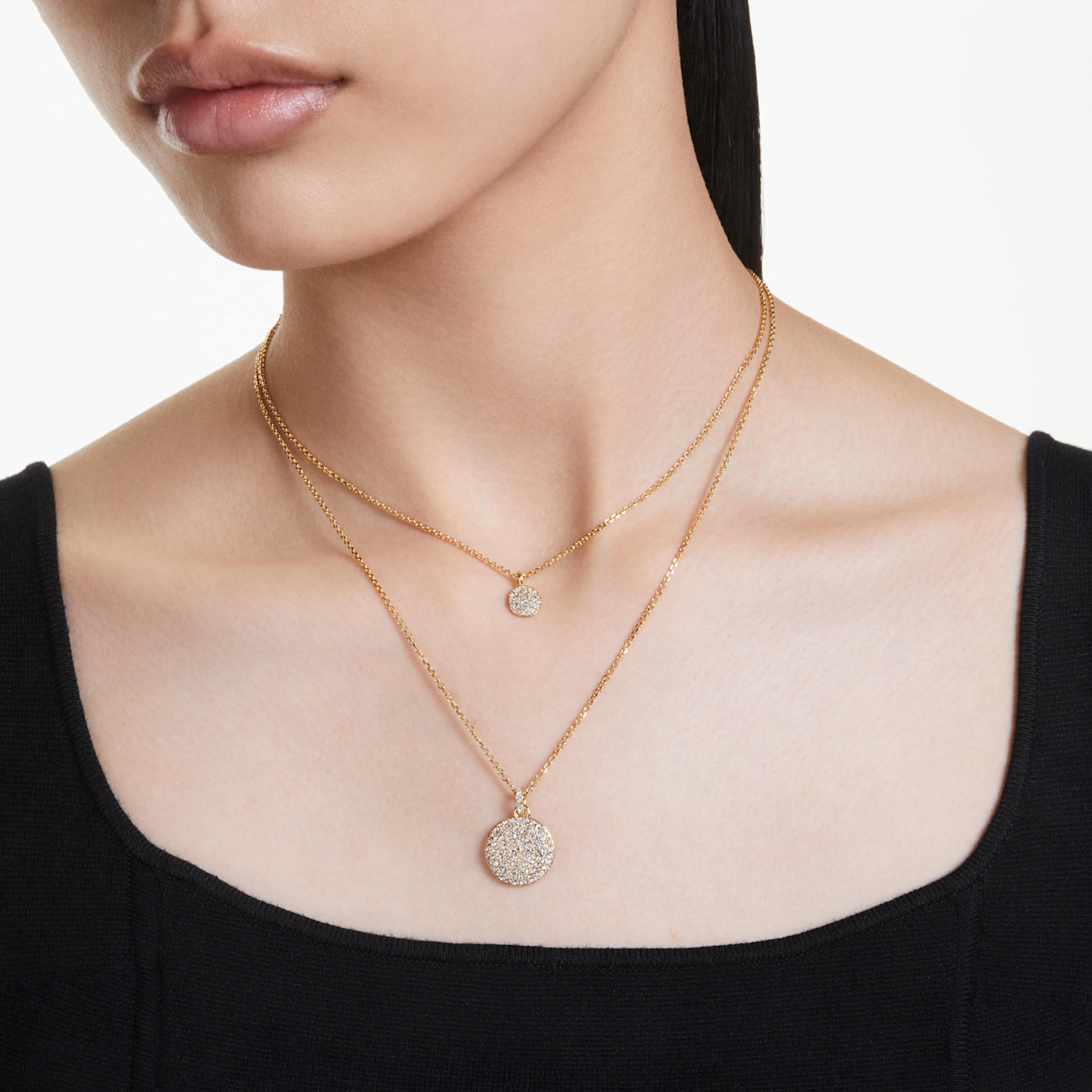 Swarovski Sublima layered pendant White, 18K rose gold finish