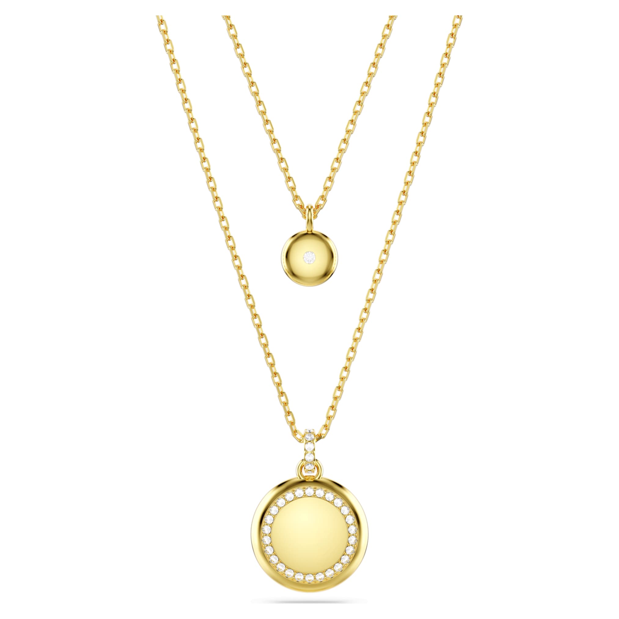 Swarovski Sublima layered pendant White, 18K gold finish