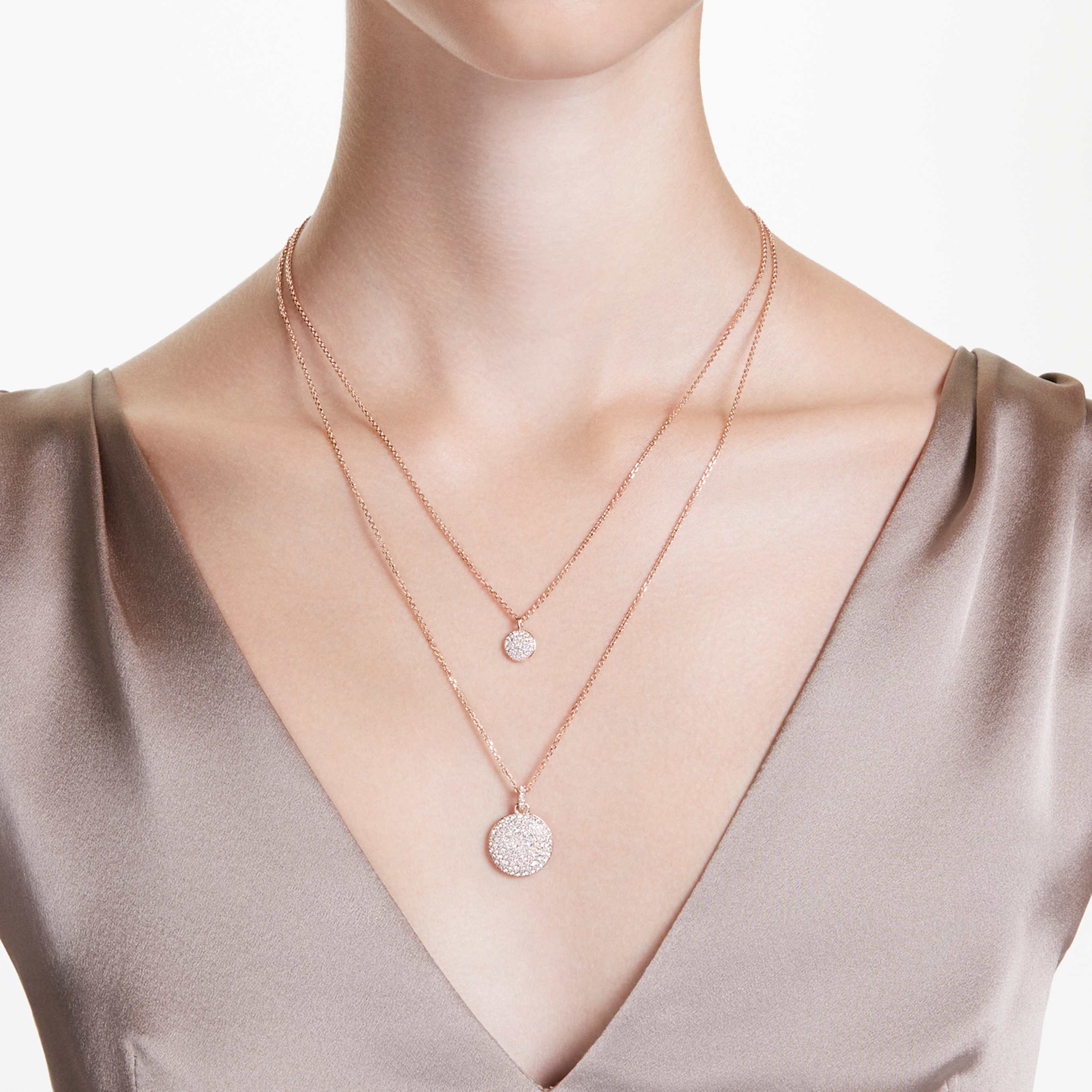 Swarovski Sublima layered pendant White, Rhodium plated