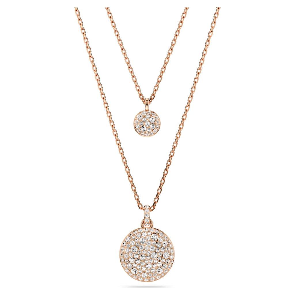 Swarovski Sublima layered pendant White, 18K rose gold finish