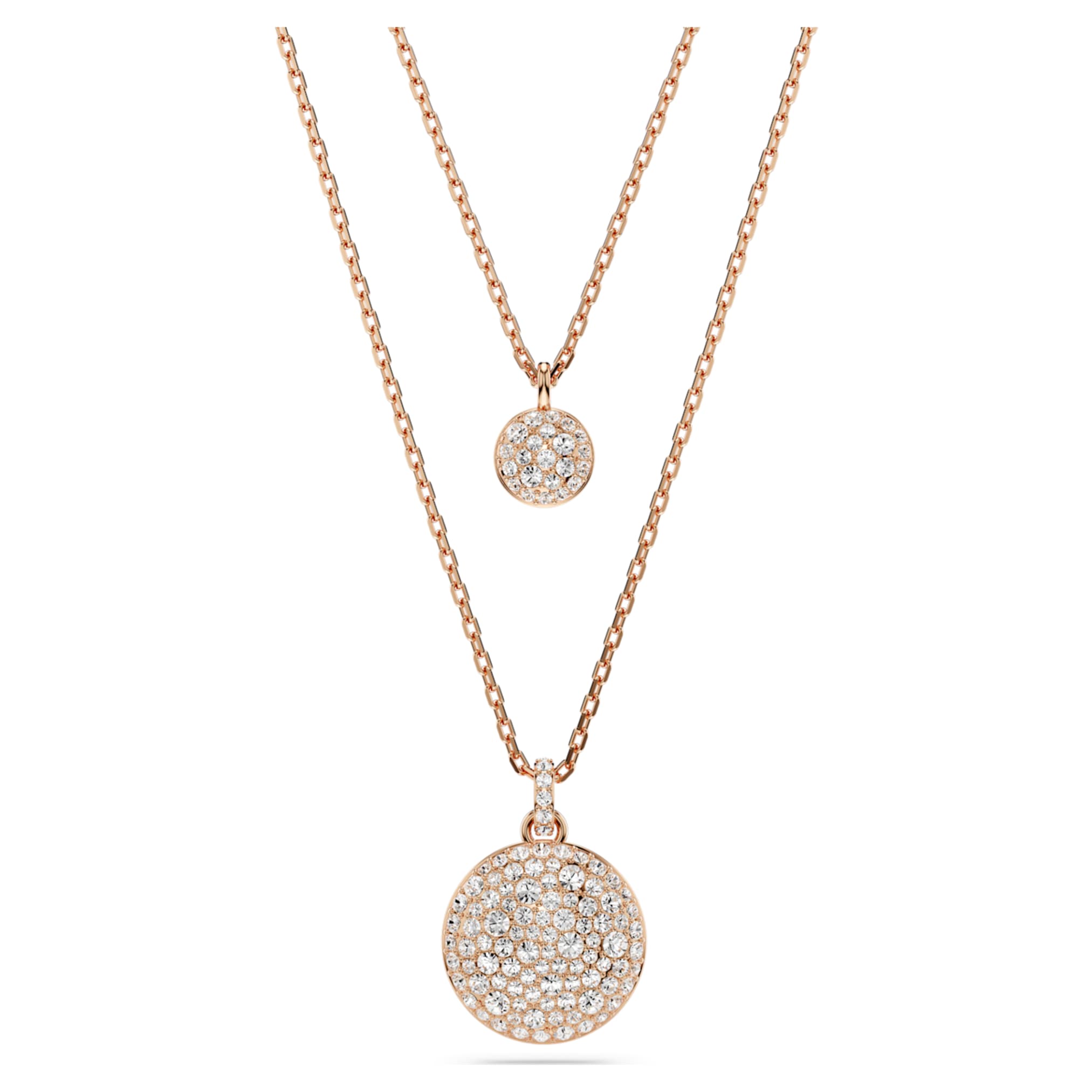 Swarovski Sublima layered pendant White, 18K rose gold finish