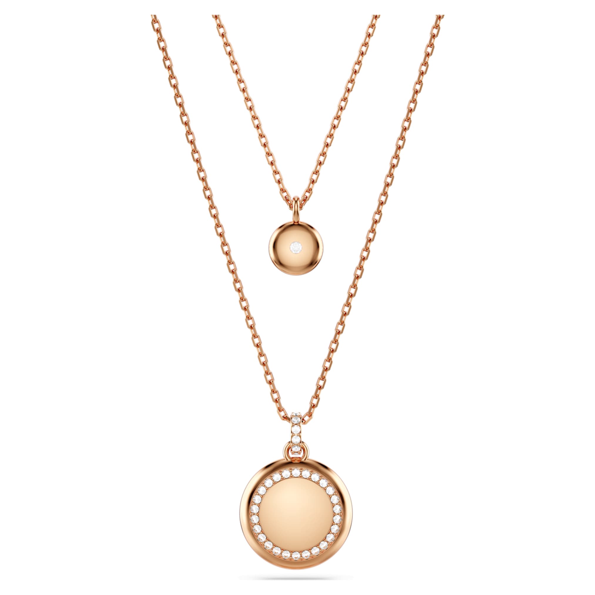 Swarovski Sublima layered pendant White, 18K rose gold finish