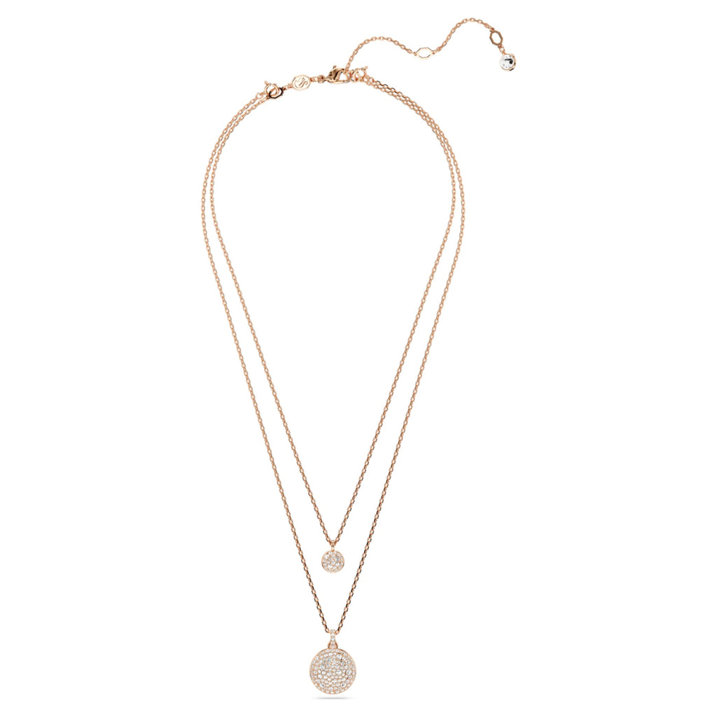 Swarovski Sublima layered pendant White, 18K rose gold finish