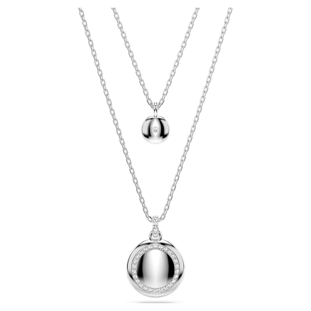Swarovski Sublima layered pendant White, Rhodium plated