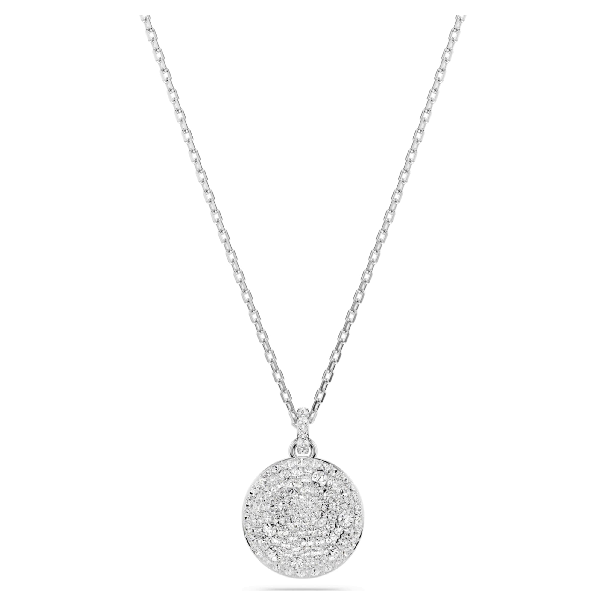Swarovski Sublima layered pendant White, Rhodium plated