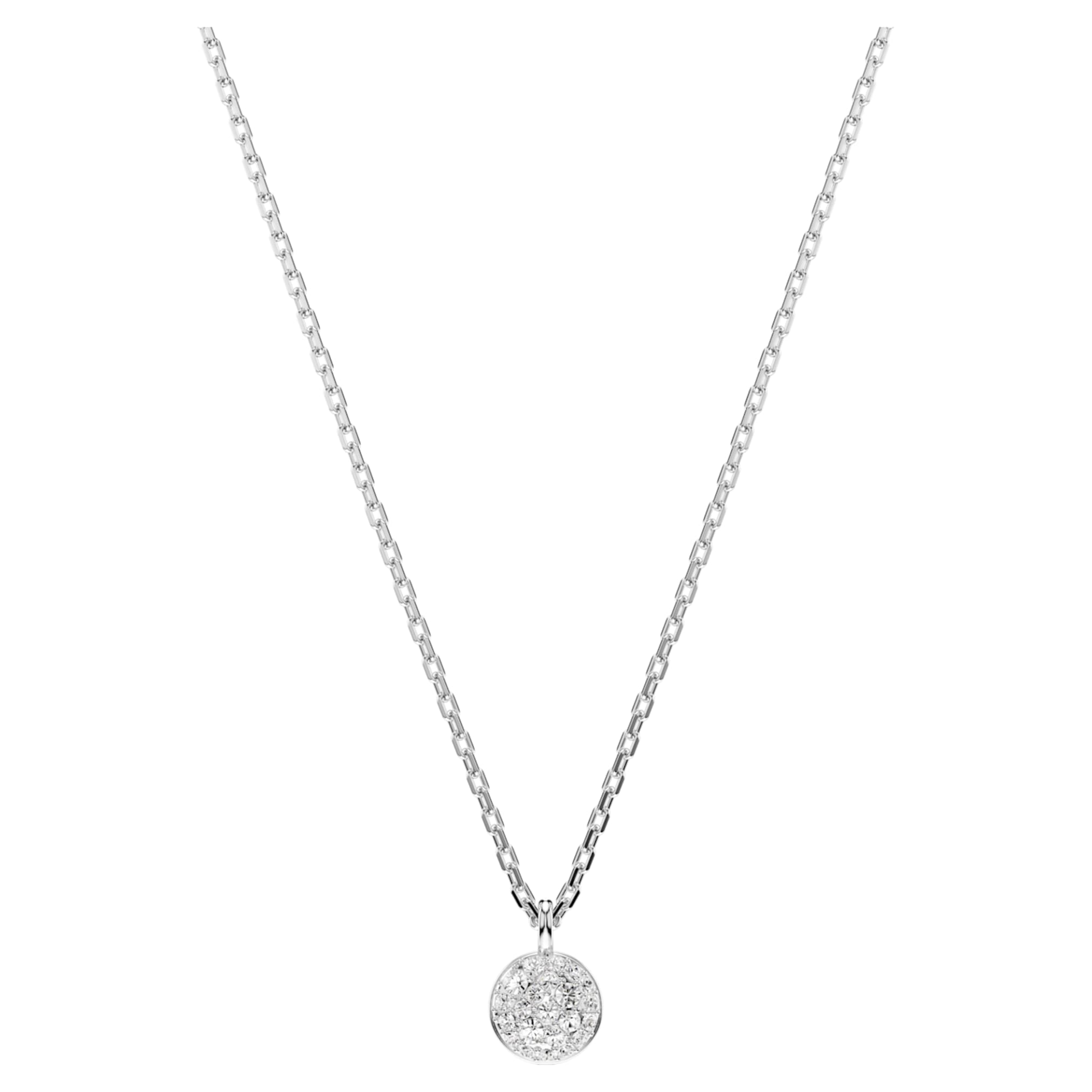Swarovski Sublima layered pendant White, Rhodium plated
