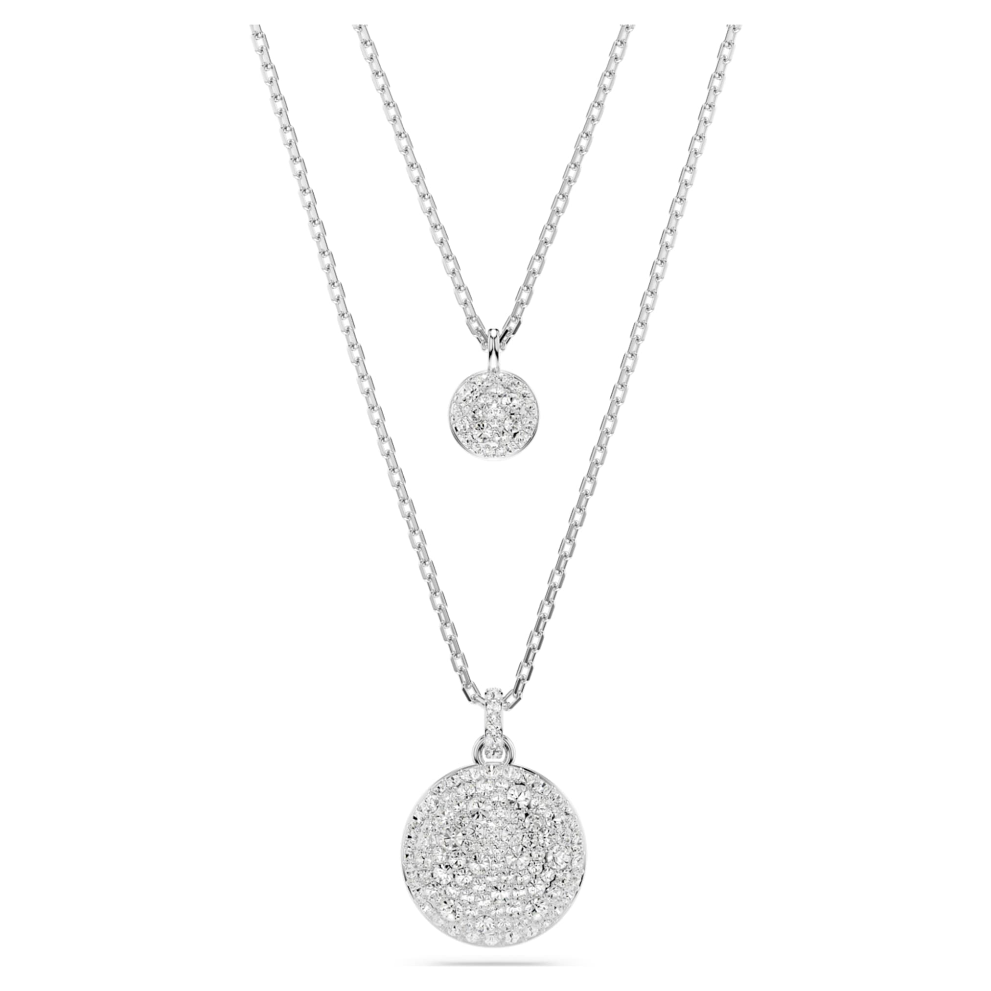 Swarovski Sublima layered pendant White, Rhodium plated