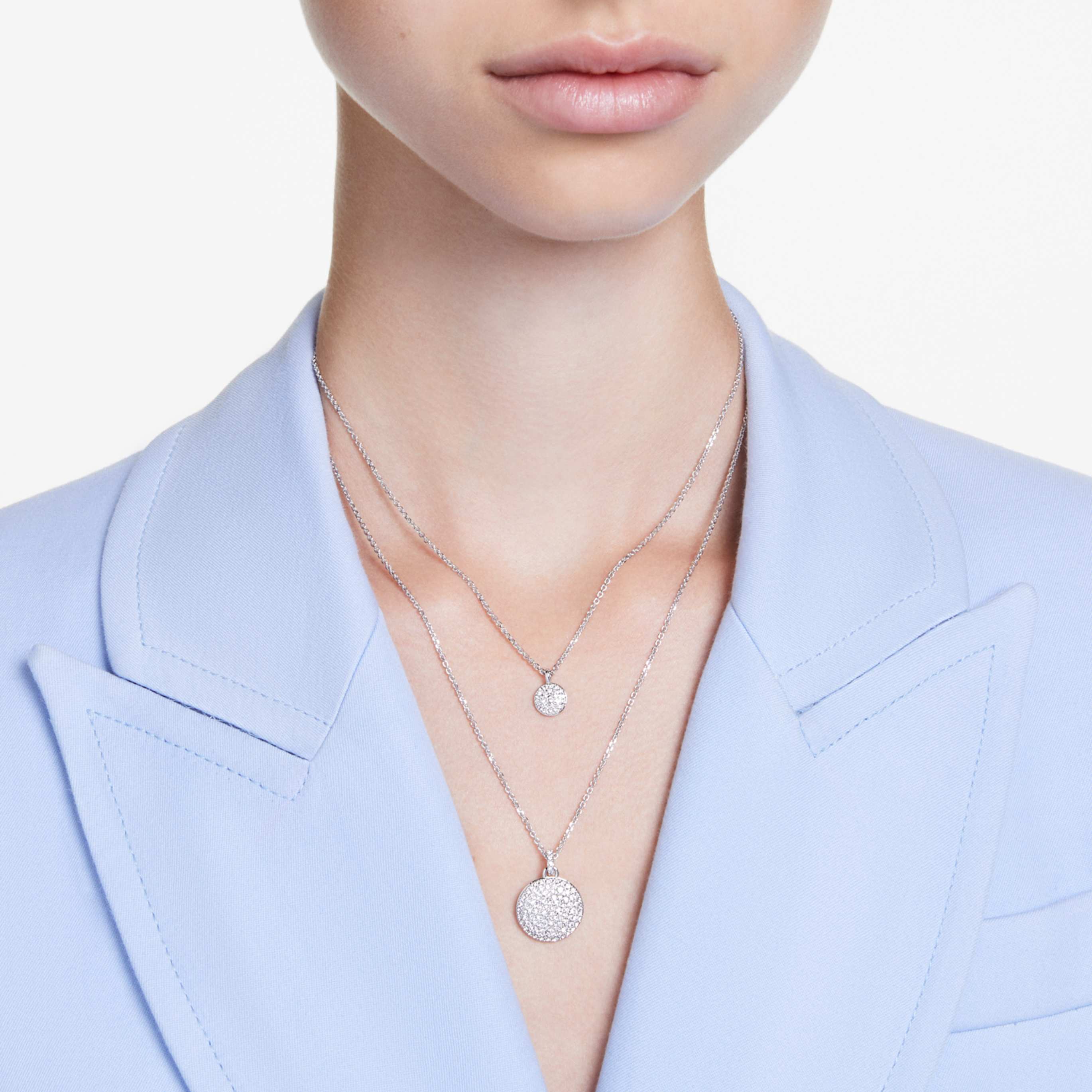 Swarovski Sublima layered pendant White, 18K rose gold finish