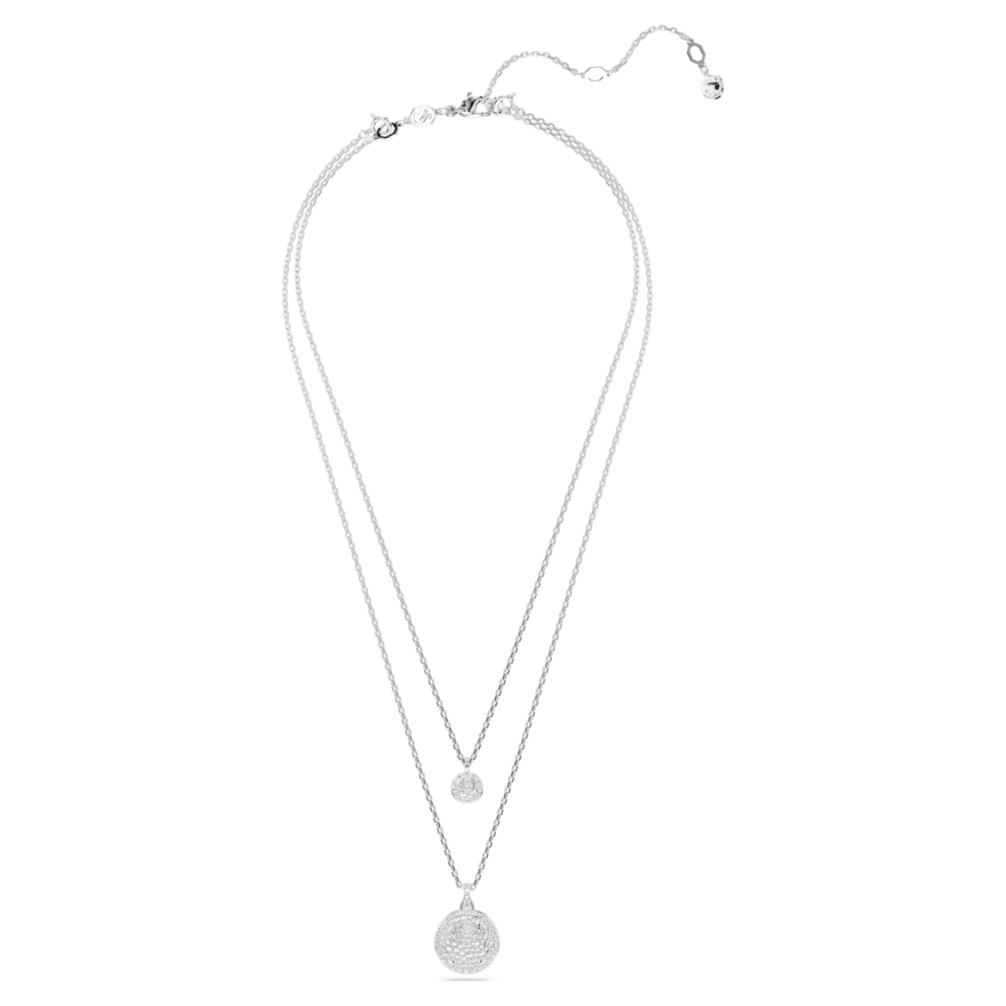 Swarovski Sublima layered pendant White, Rhodium plated