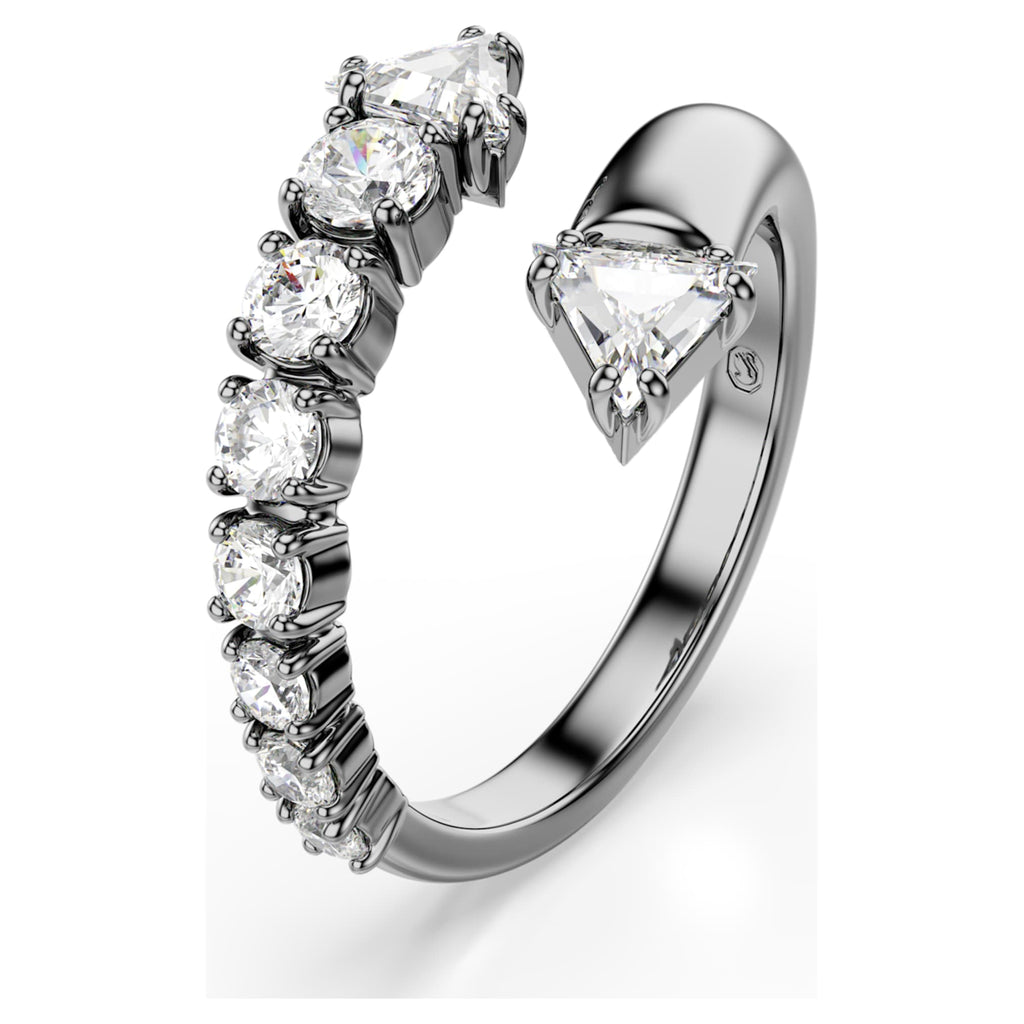 Swarovski Sublima open ring Mixed cuts, White, Ruthenium plated