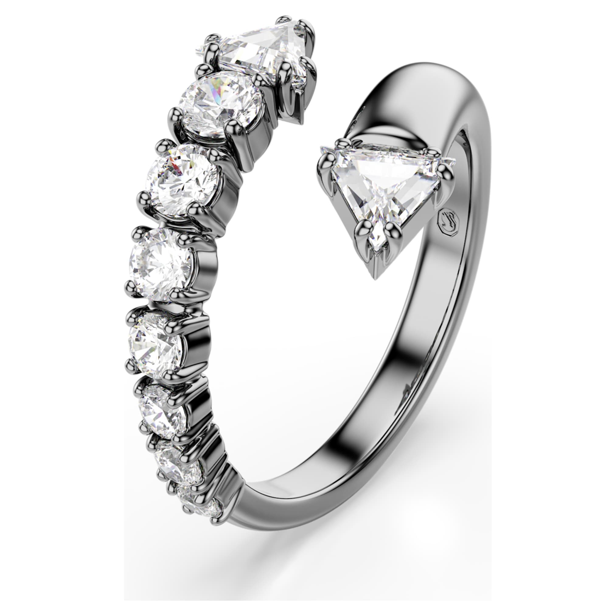 Swarovski Sublima open ring Mixed cuts, White, Ruthenium plated