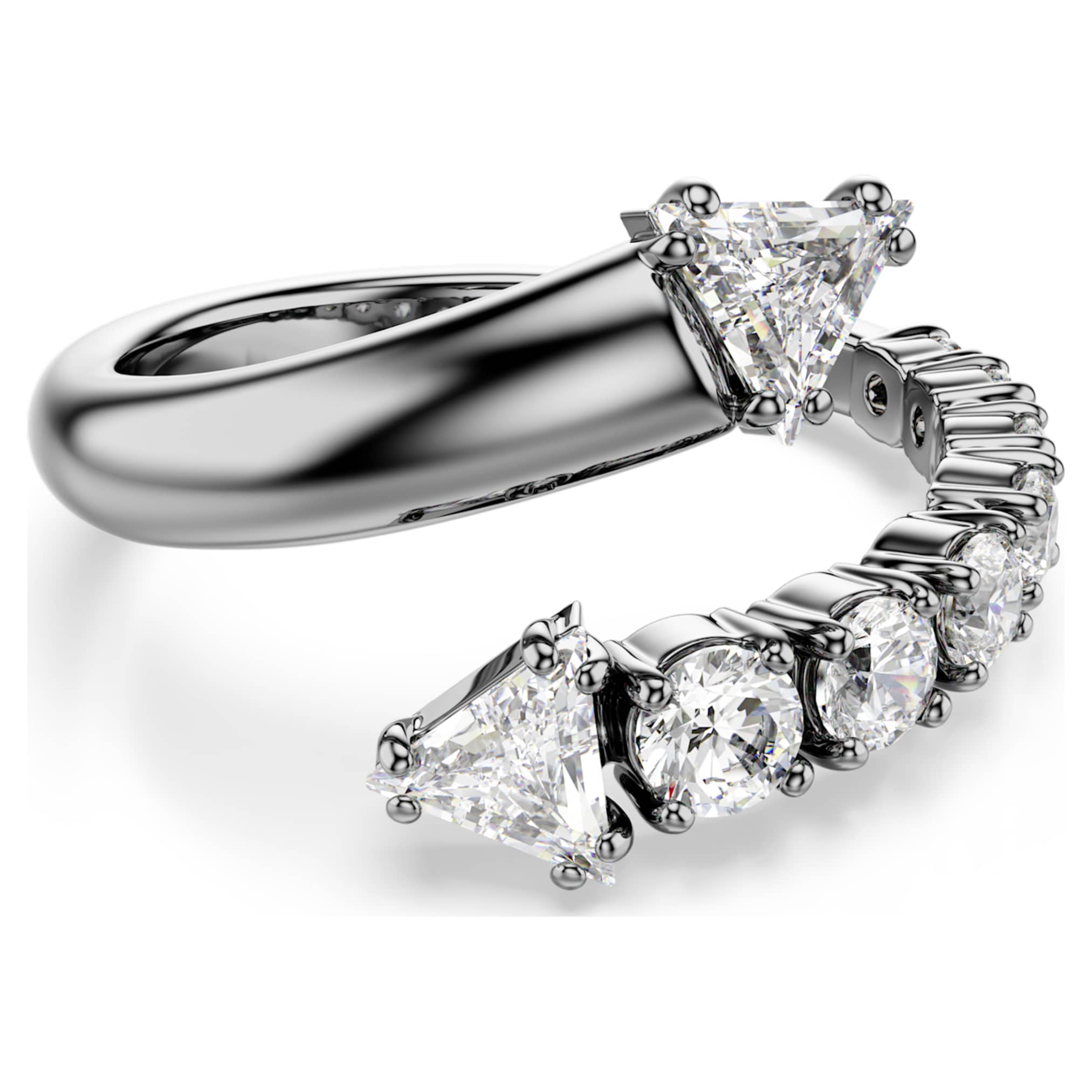 Swarovski Sublima open ring Mixed cuts, White, Ruthenium plated