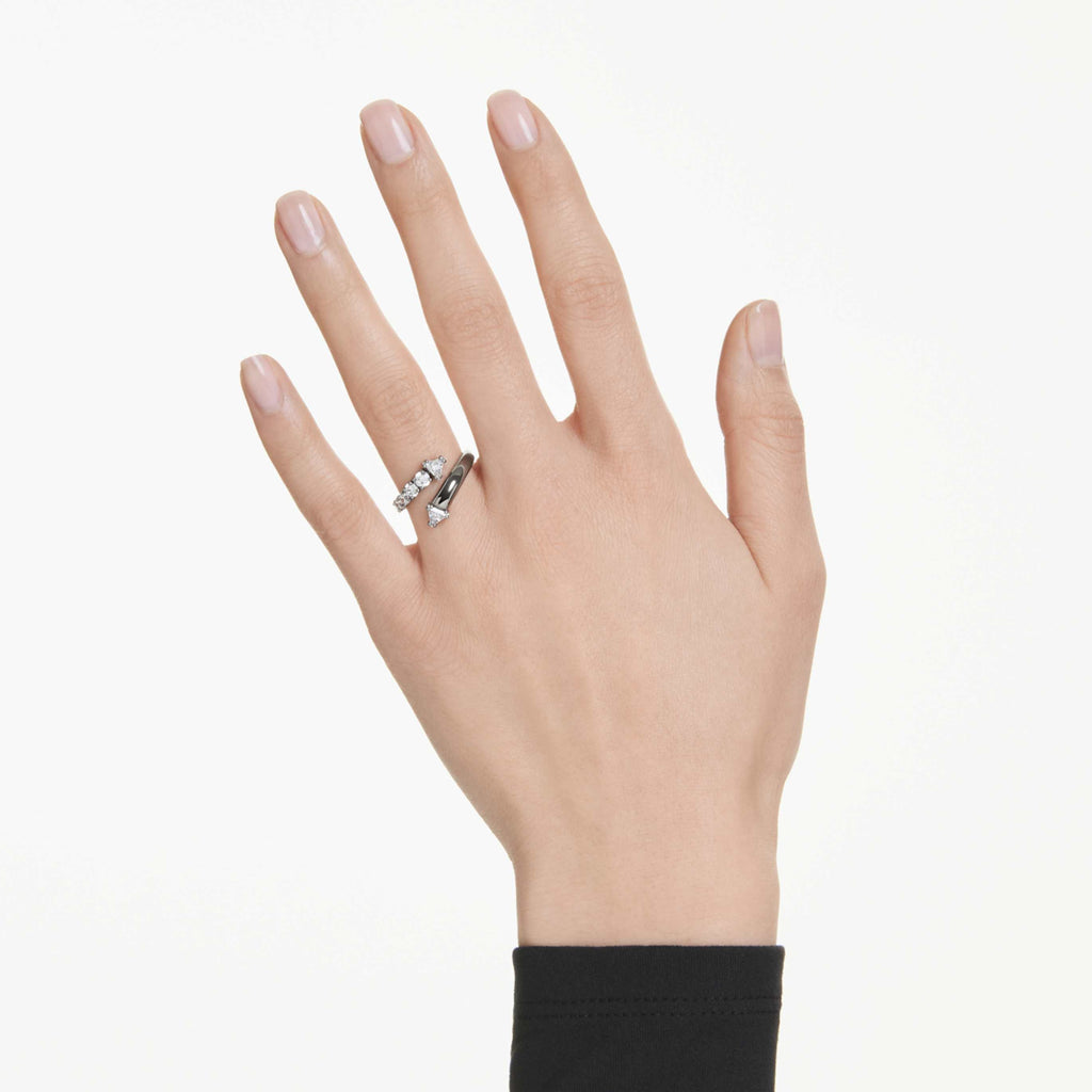Swarovski Sublima open ring Mixed cuts, White, Ruthenium plated