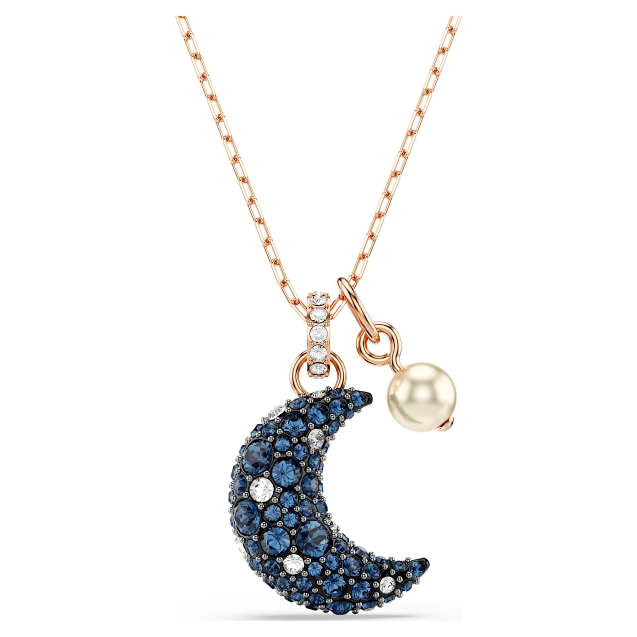 Swarovski Sublima pendant Crystal pearl, Moon, Multicolored, 18K rose gold finish