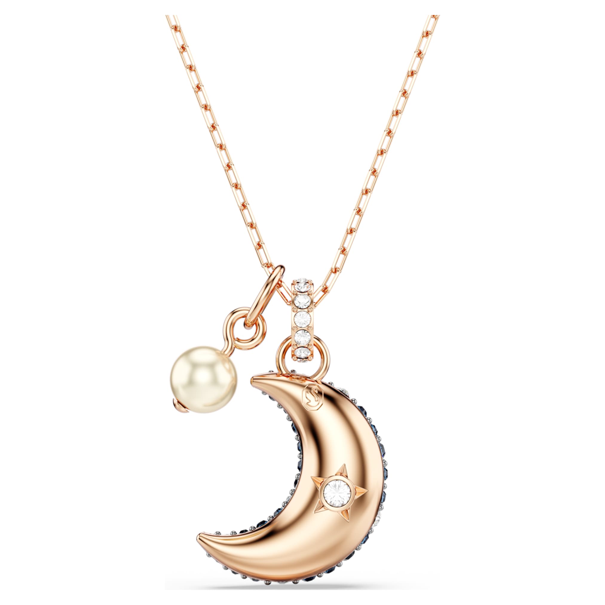 Swarovski Sublima pendant Crystal pearl, Moon, Multicolored, 18K rose gold finish