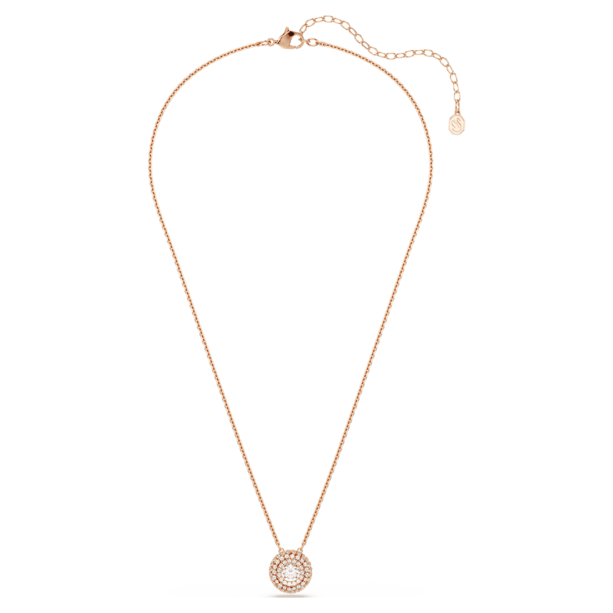 Swarovski Sublima pendant Round cut, White, 18K rose gold finish
