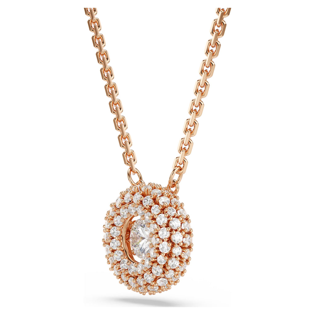 Swarovski Sublima pendant Round cut, White, 18K rose gold finish