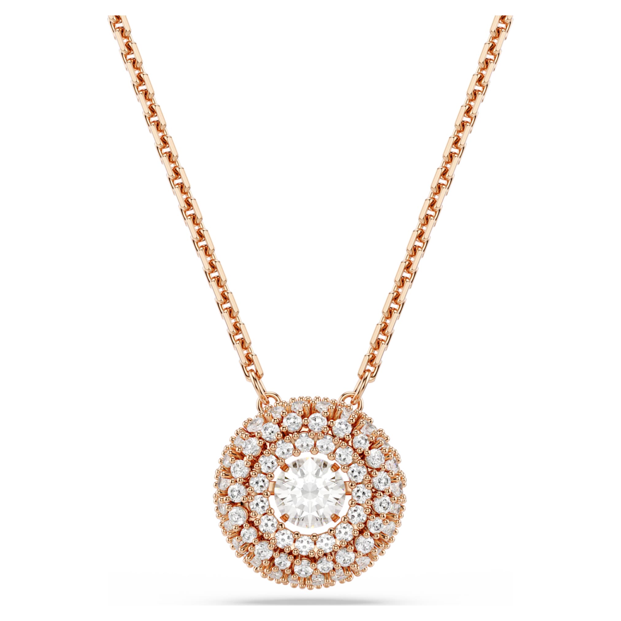 Swarovski Sublima pendant Round cut, White, 18K rose gold finish