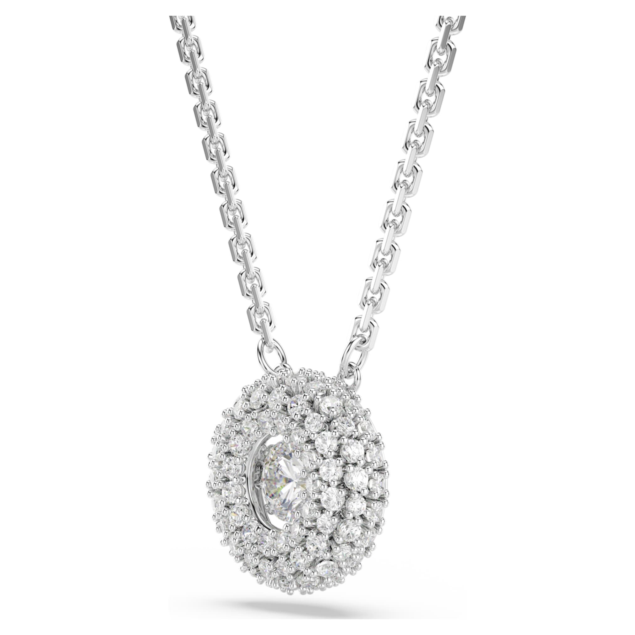 Swarovski Sublima pendant Round cut, White, Rhodium plated