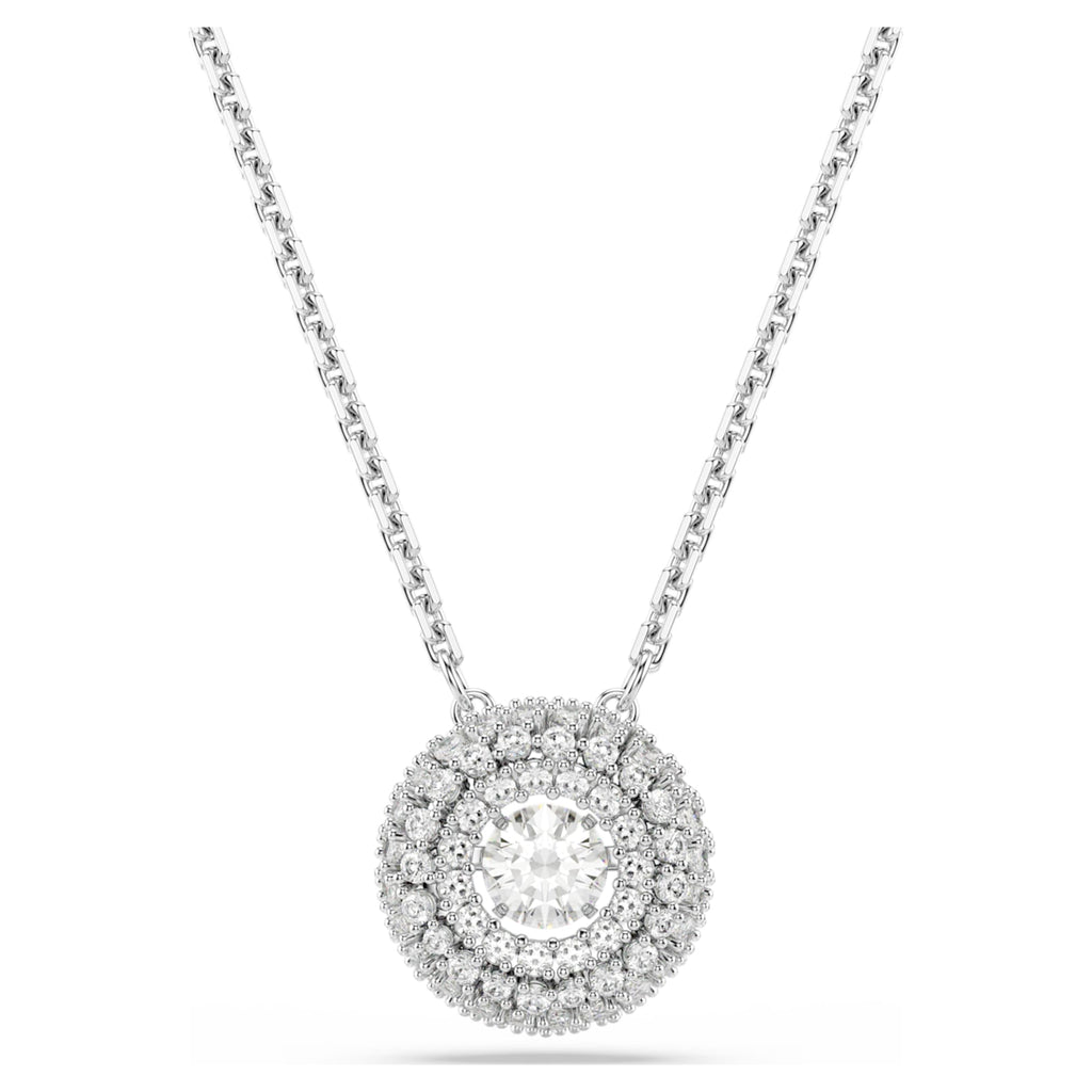Swarovski Sublima pendant Round cut, White, Rhodium plated