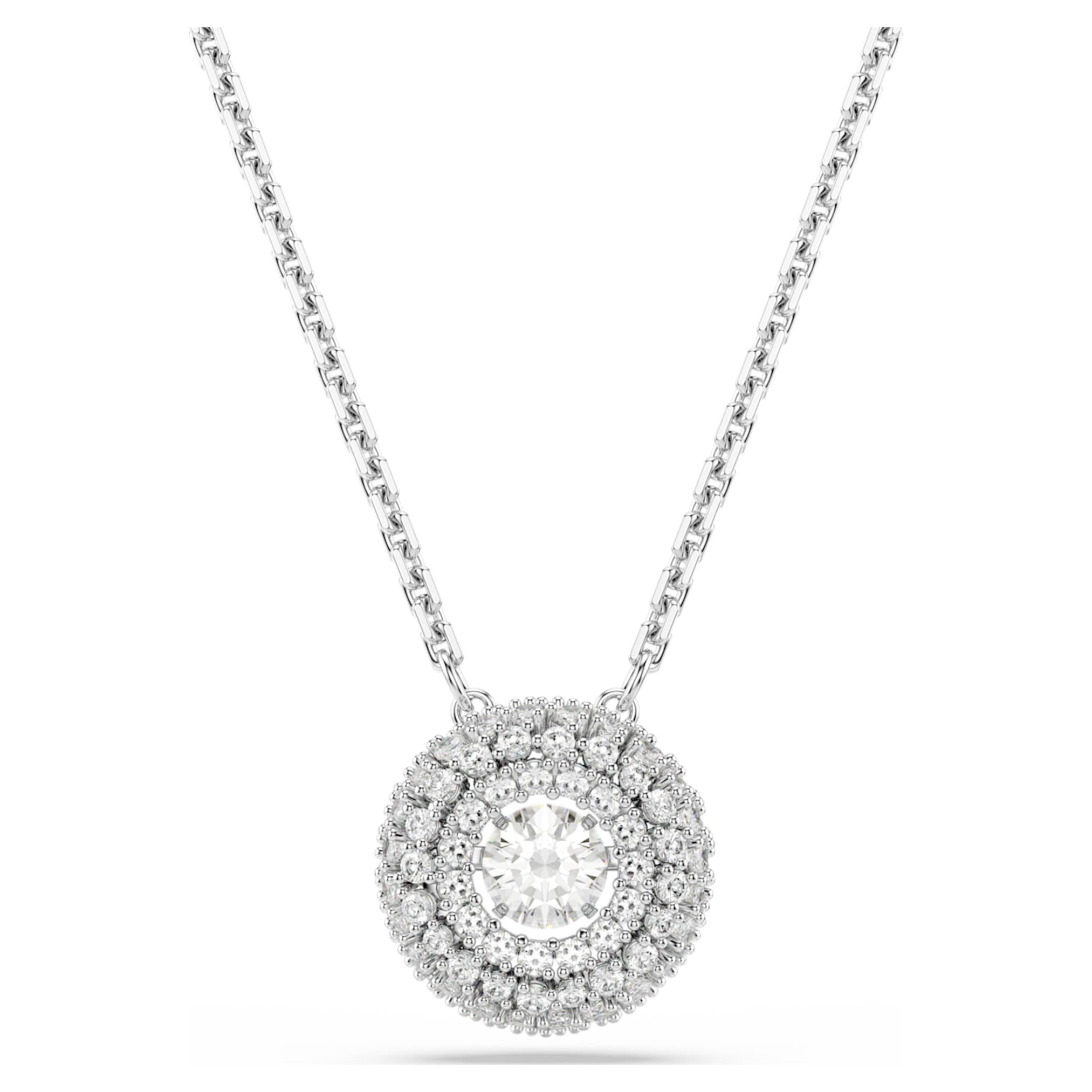 Swarovski Sublima pendant Round cut, White, Rhodium plated