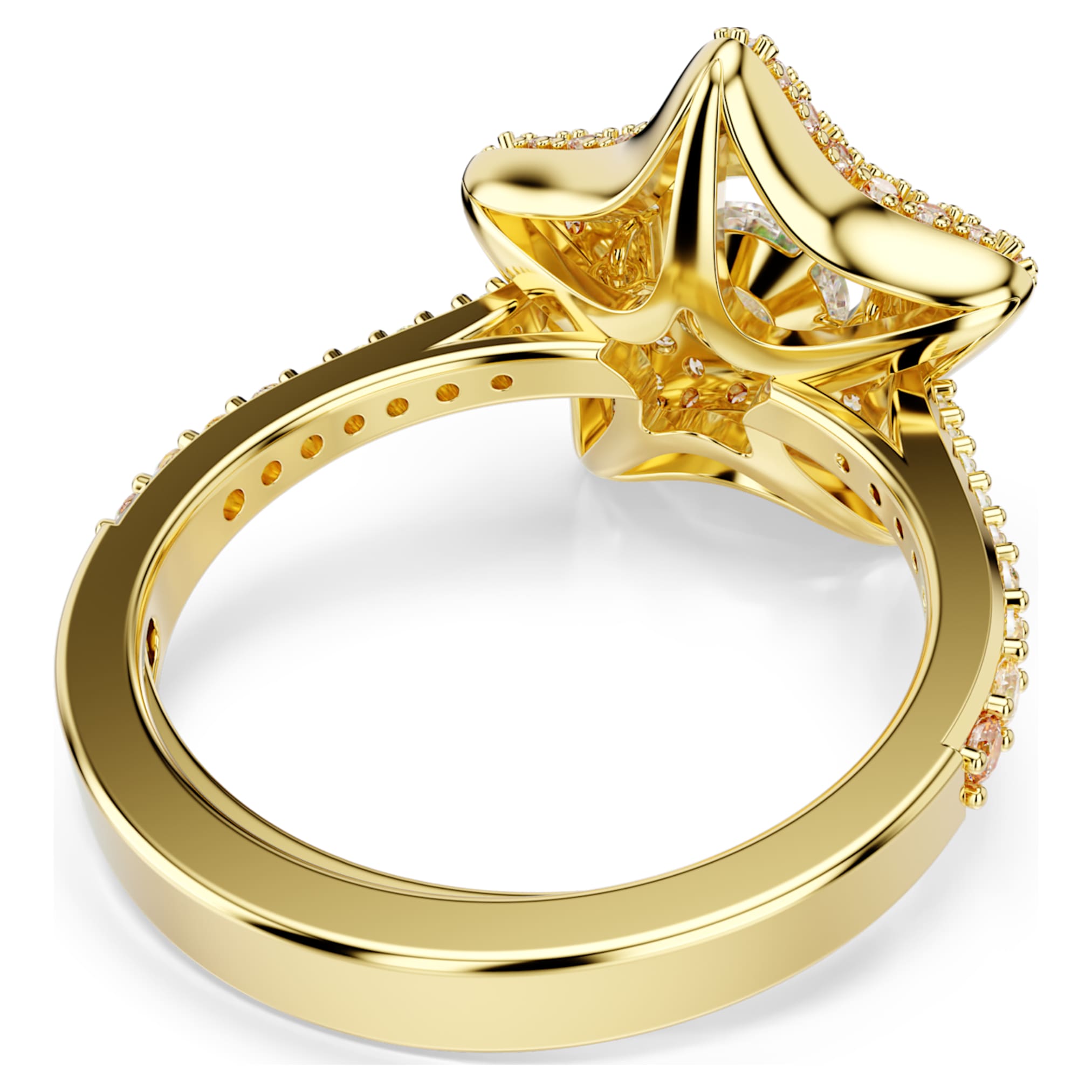 Swarovski Sublima ring Round cut, Star, Multicolored, 18K gold finish