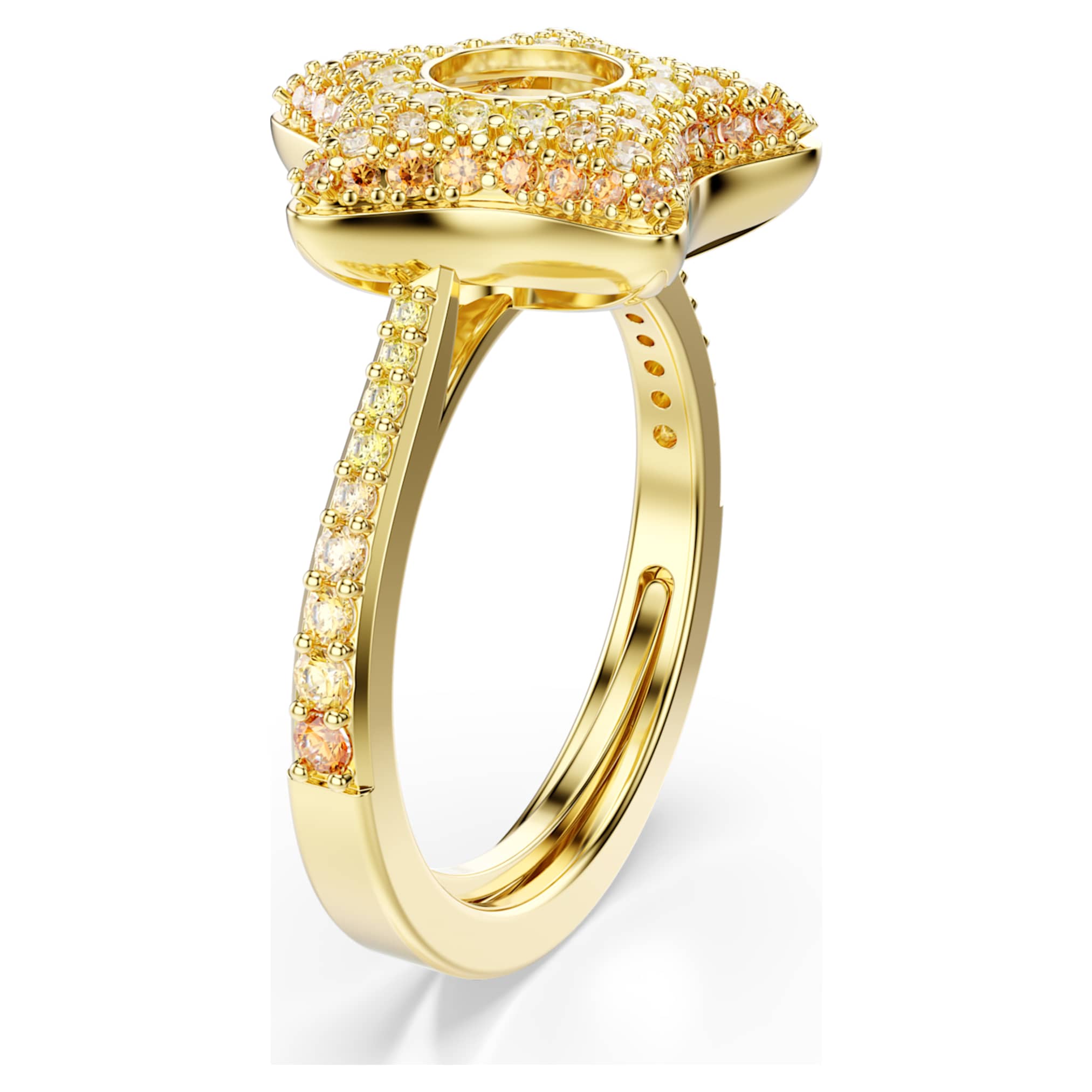 Swarovski Sublima ring Round cut, Star, Multicolored, 18K gold finish