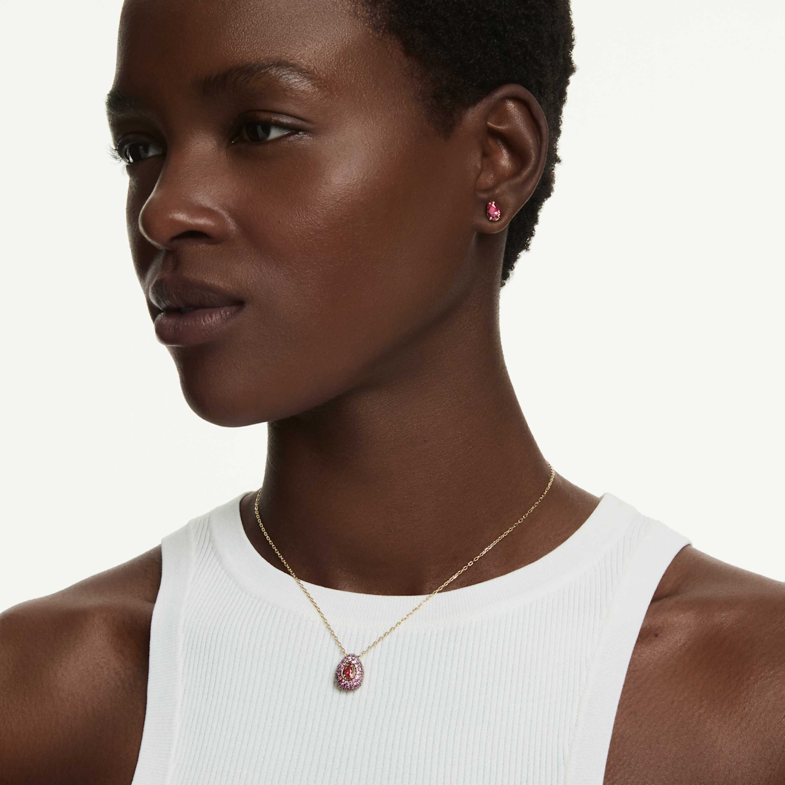 Swarovski Sublima set Set (2), Pear cut, Red, 18K gold finish