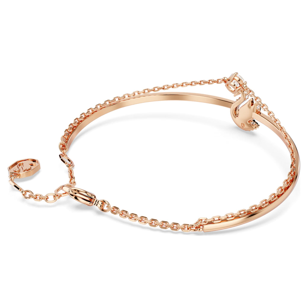 Swarovski Swan bangle Swan, Black, 18K rose gold finish