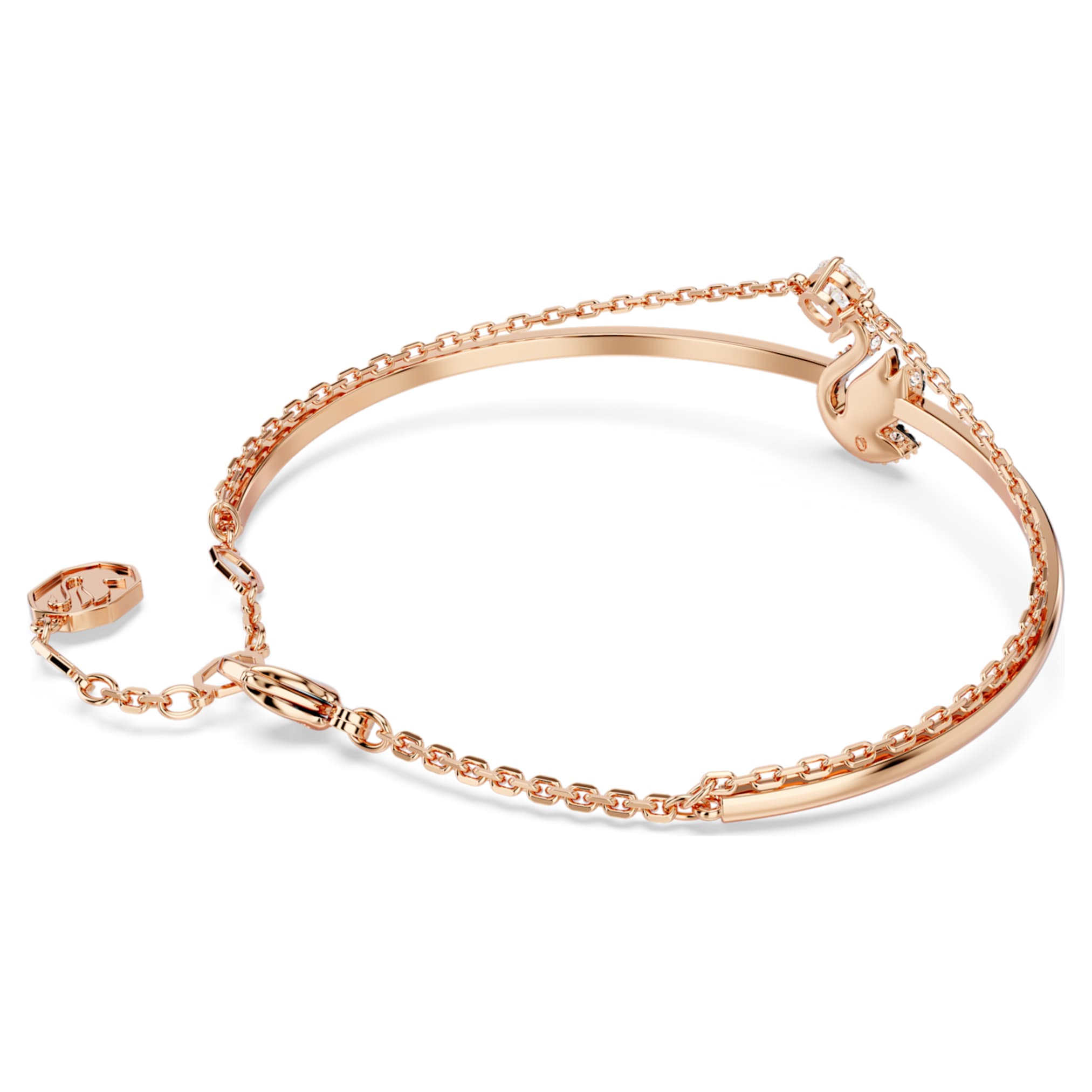 Swarovski Swan bangle Swan, Black, 18K rose gold finish