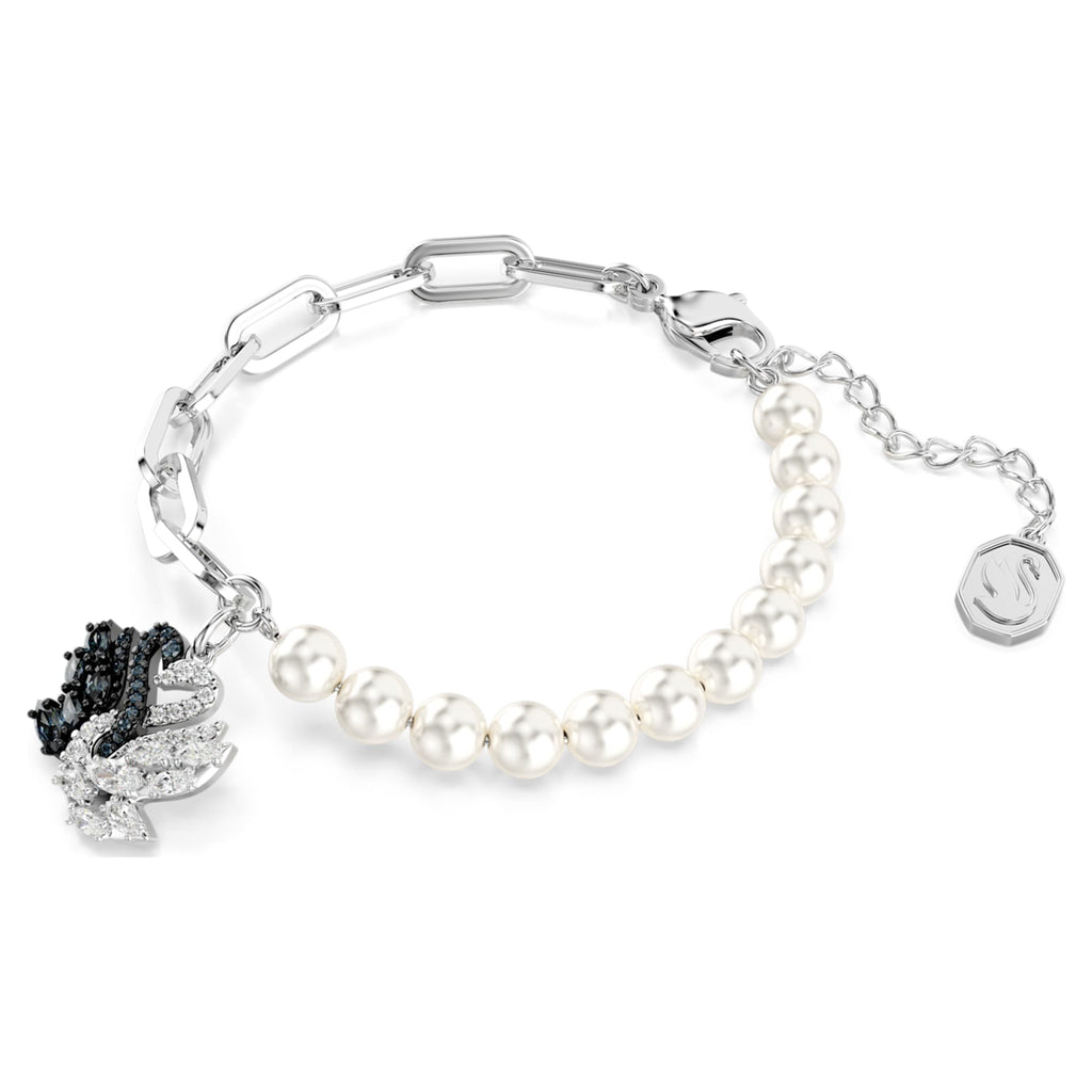 Swarovski Swan bracelet Crystal pearl, Swan, Black, Mixed metal finish