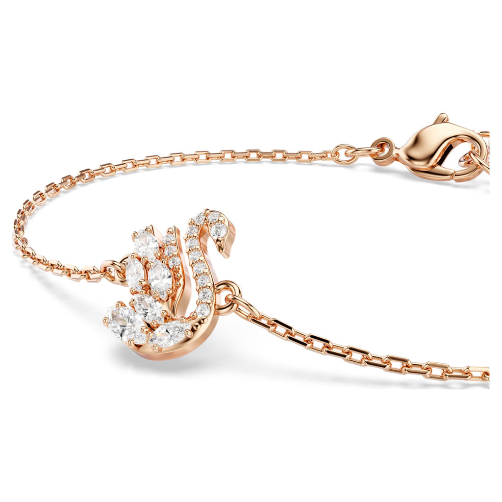 Swarovski Swan bracelet Mixed cuts, Swan, White, 18K rose gold finish