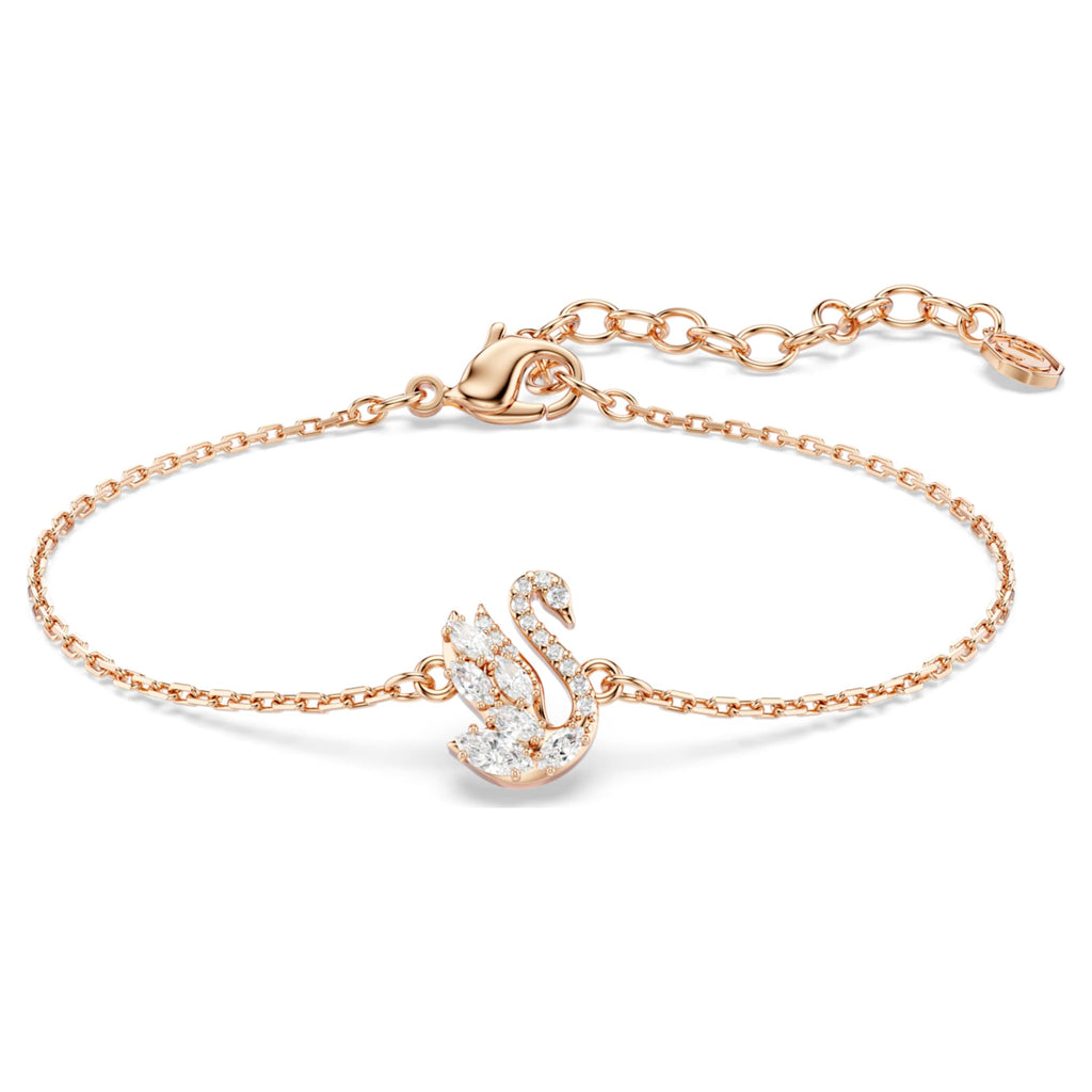 Swarovski Swan bracelet Mixed cuts, Swan, White, 18K rose gold finish