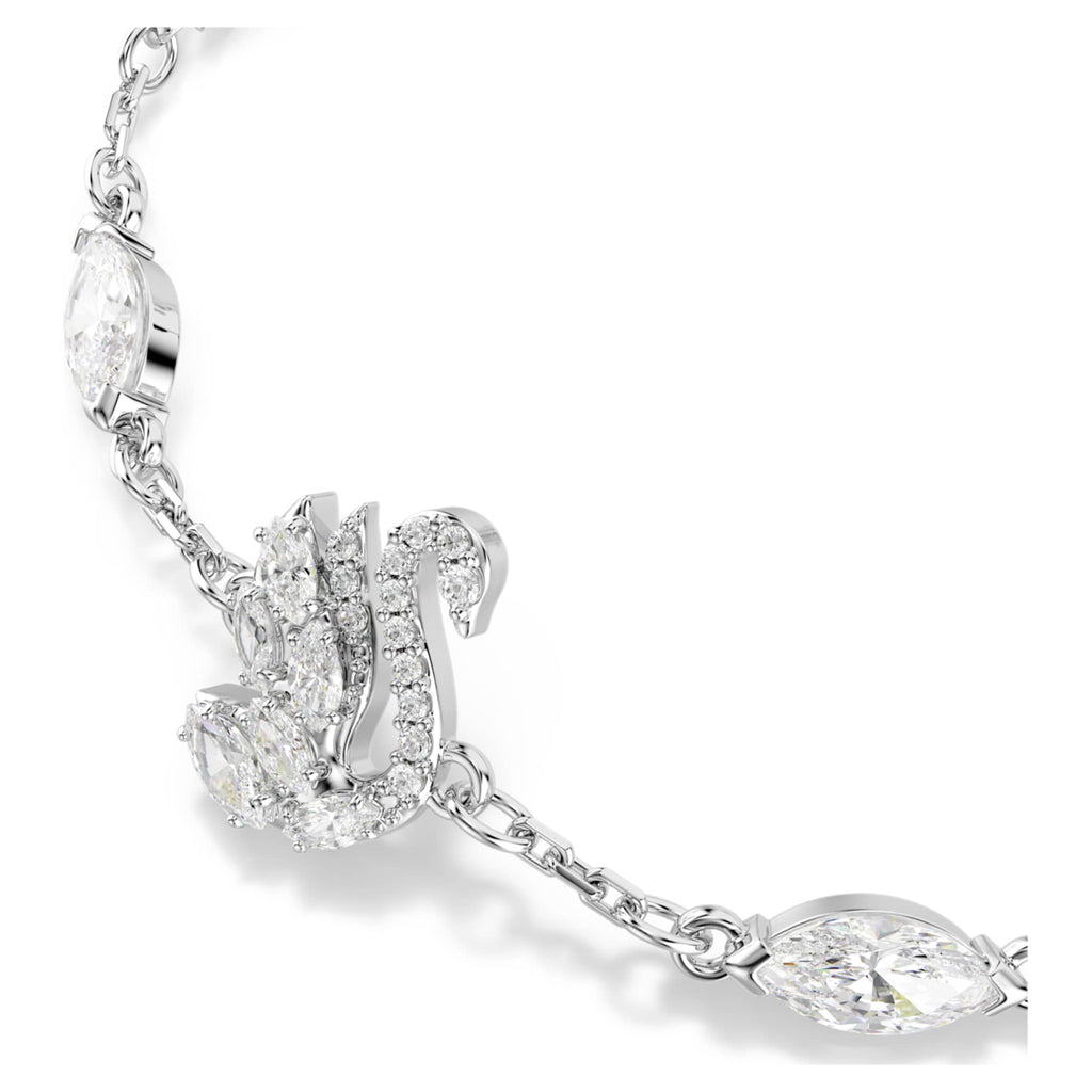 Swarovski Swan bracelet Mixed cuts, Swan, White, Rhodium plated