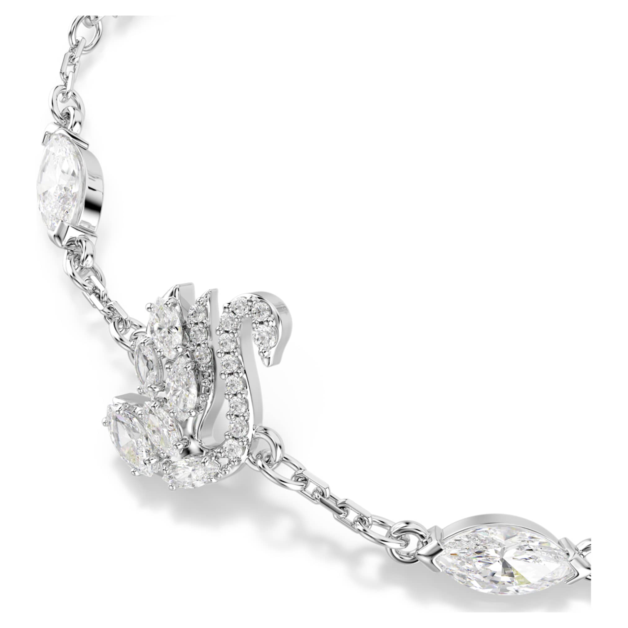 Swarovski Swan bracelet Mixed cuts, Swan, White, Rhodium plated