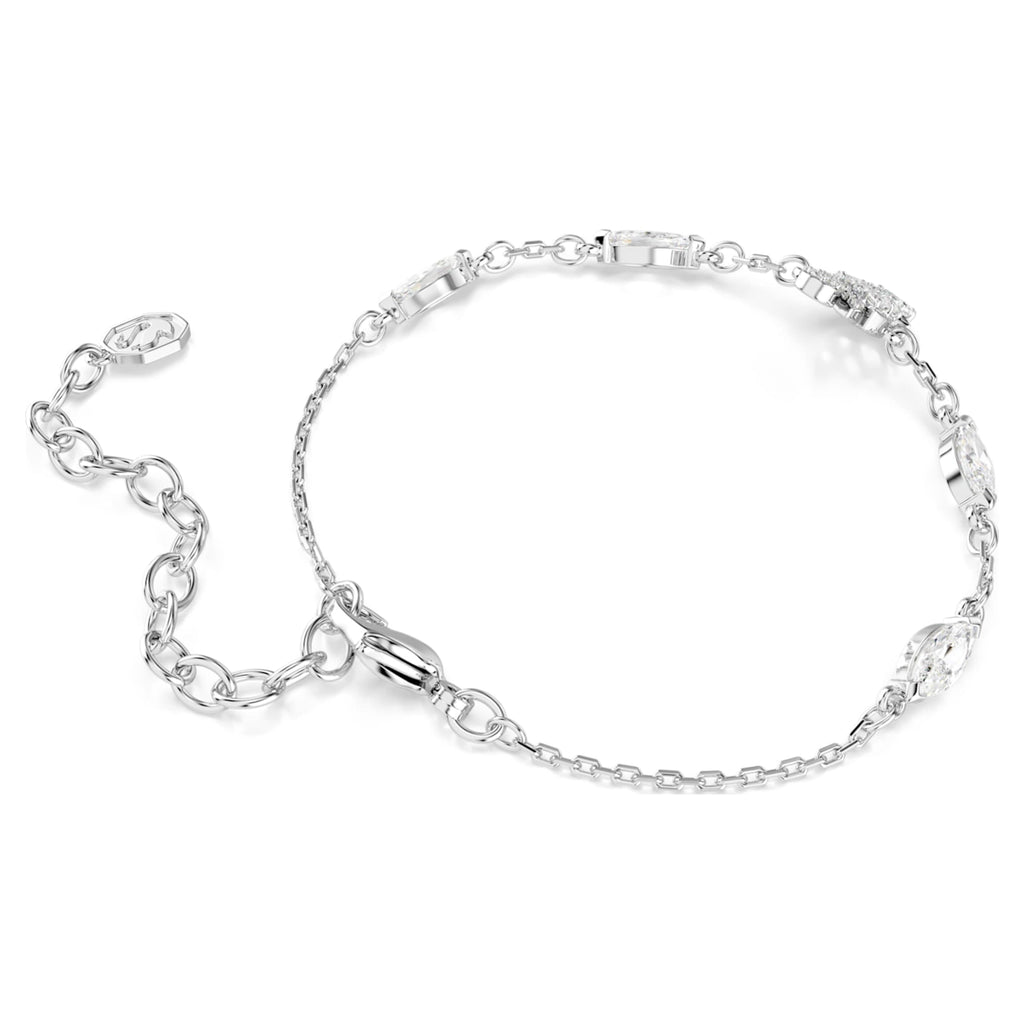 Swarovski Swan bracelet Mixed cuts, Swan, White, Rhodium plated