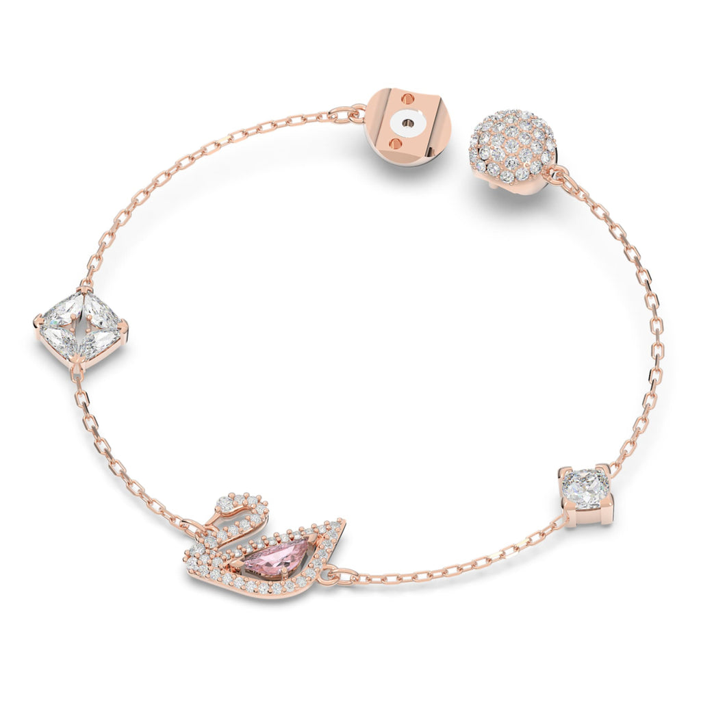 Swarovski Swan bracelet Swan, Pink, 18K rose gold finish