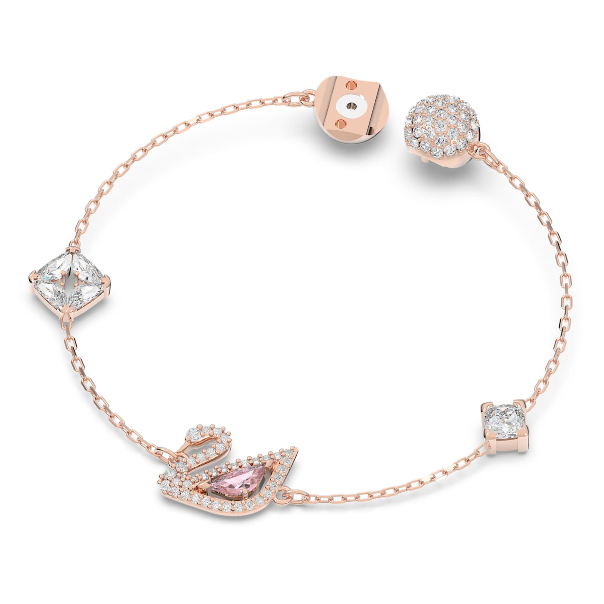 Swarovski Swan bracelet Swan, Pink, 18K rose gold finish
