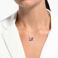 Swarovski Swan necklace Dancing swan, Blue, Rhodium plated