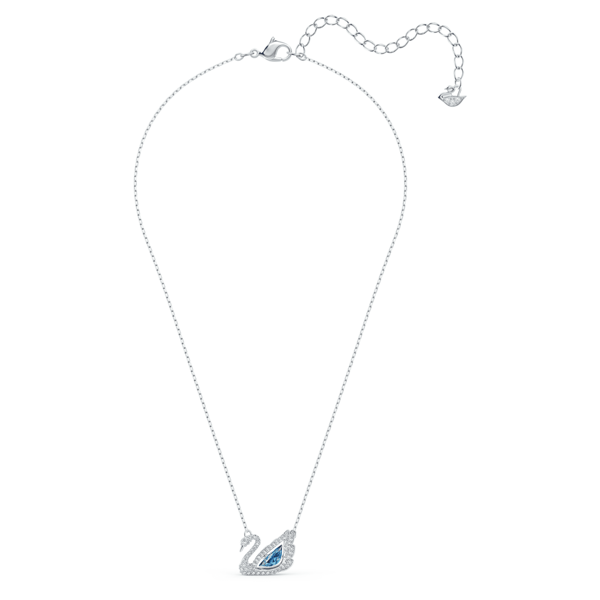 Swarovski Swan necklace Dancing swan, Blue, Rhodium plated
