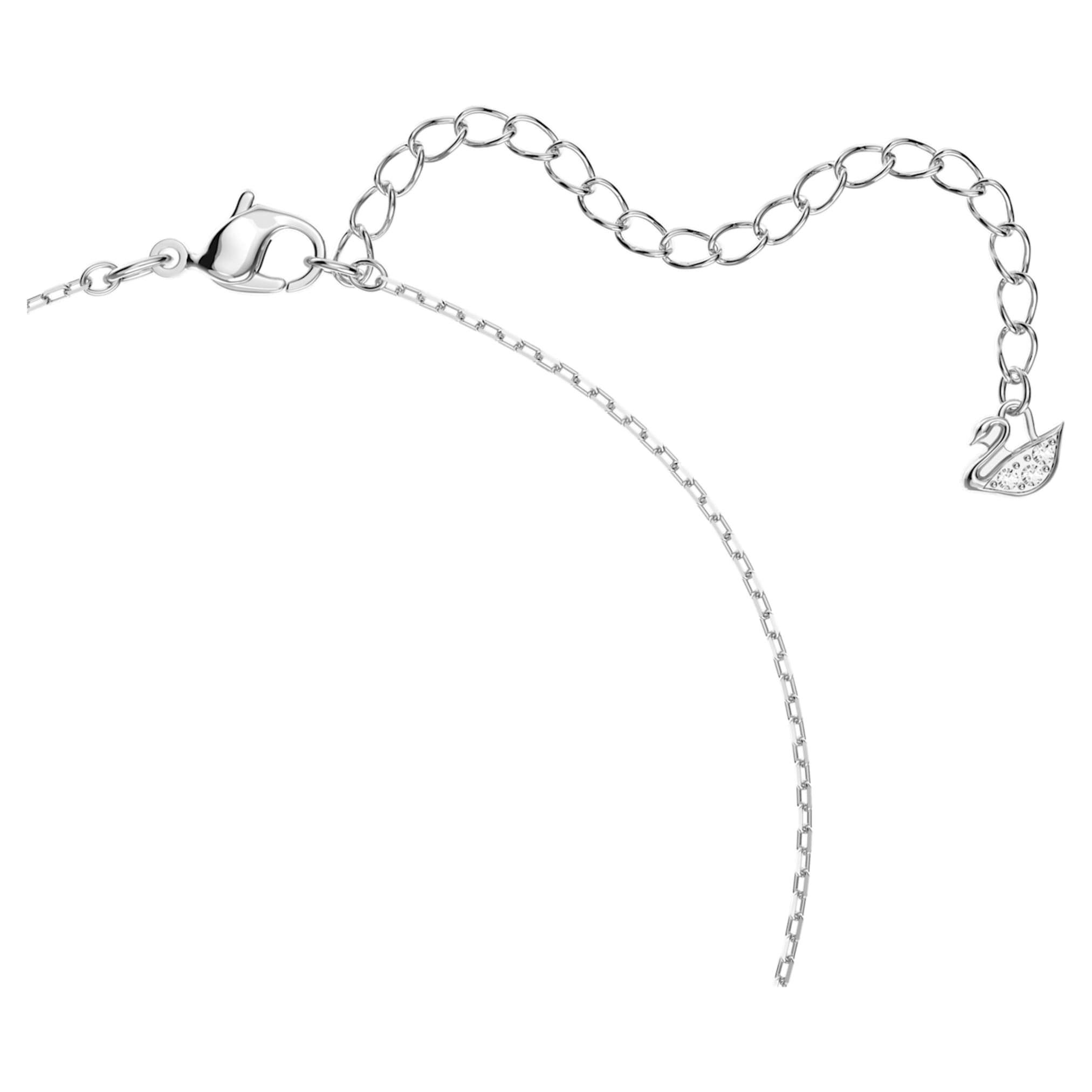 Swarovski Swan necklace Dancing swan, Blue, Rhodium plated