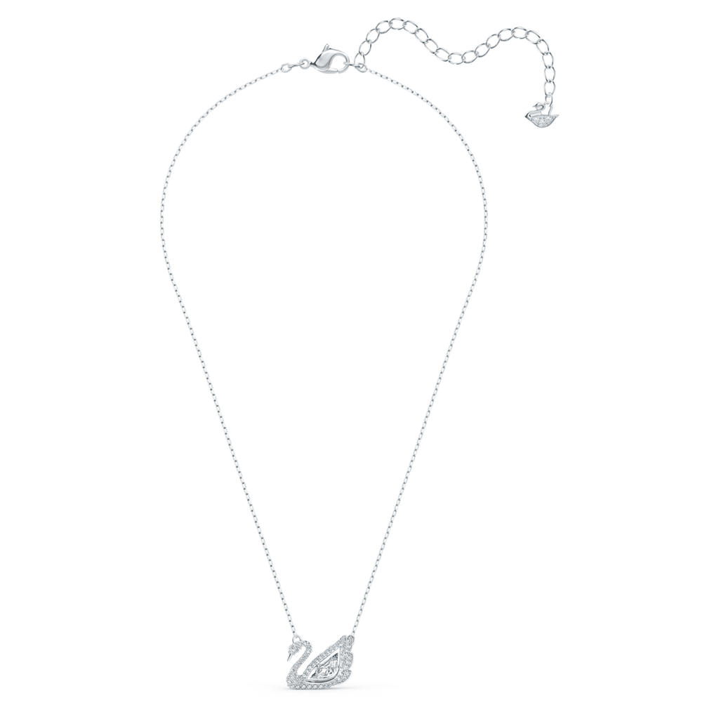 Swarovski Swan necklace Dancing swan, White, Rhodium plated