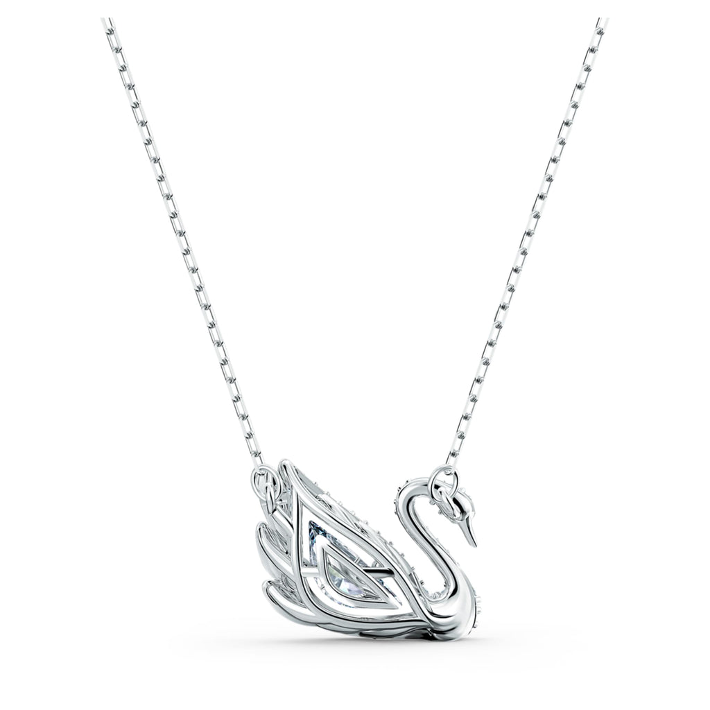 Swarovski Swan necklace Dancing swan, White, Rhodium plated
