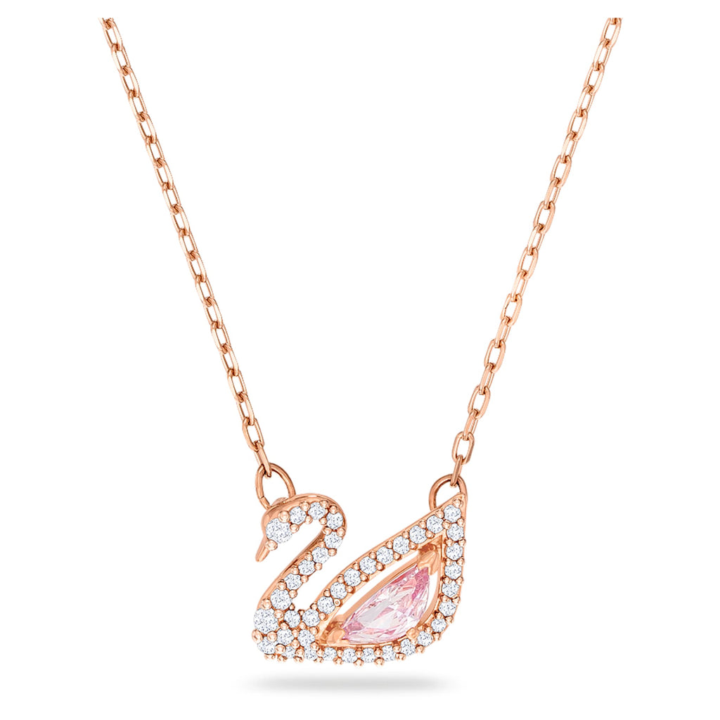 Swarovski Swan necklace Swan, Pink, 18K rose gold finish