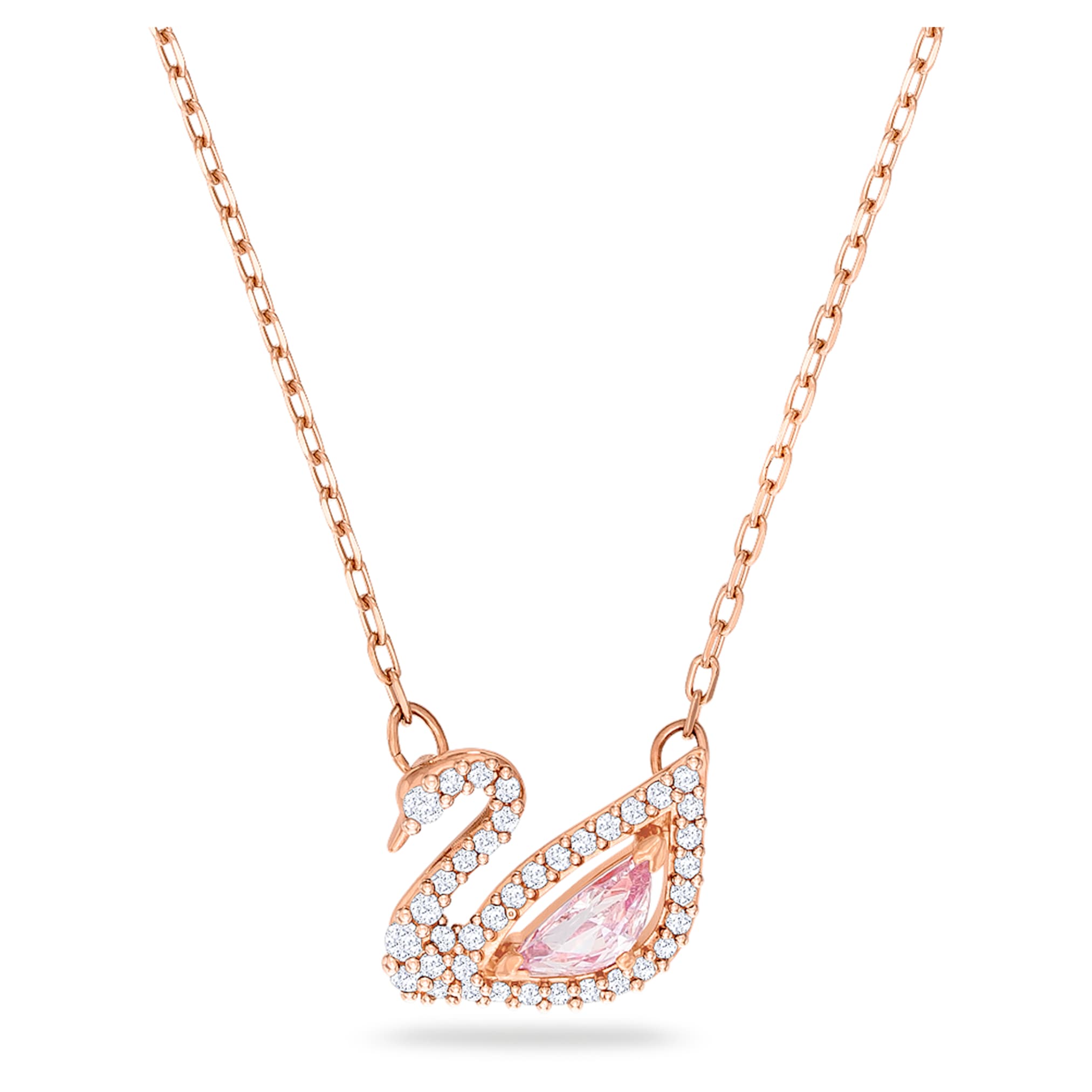 Swarovski Swan necklace Swan, Pink, 18K rose gold finish