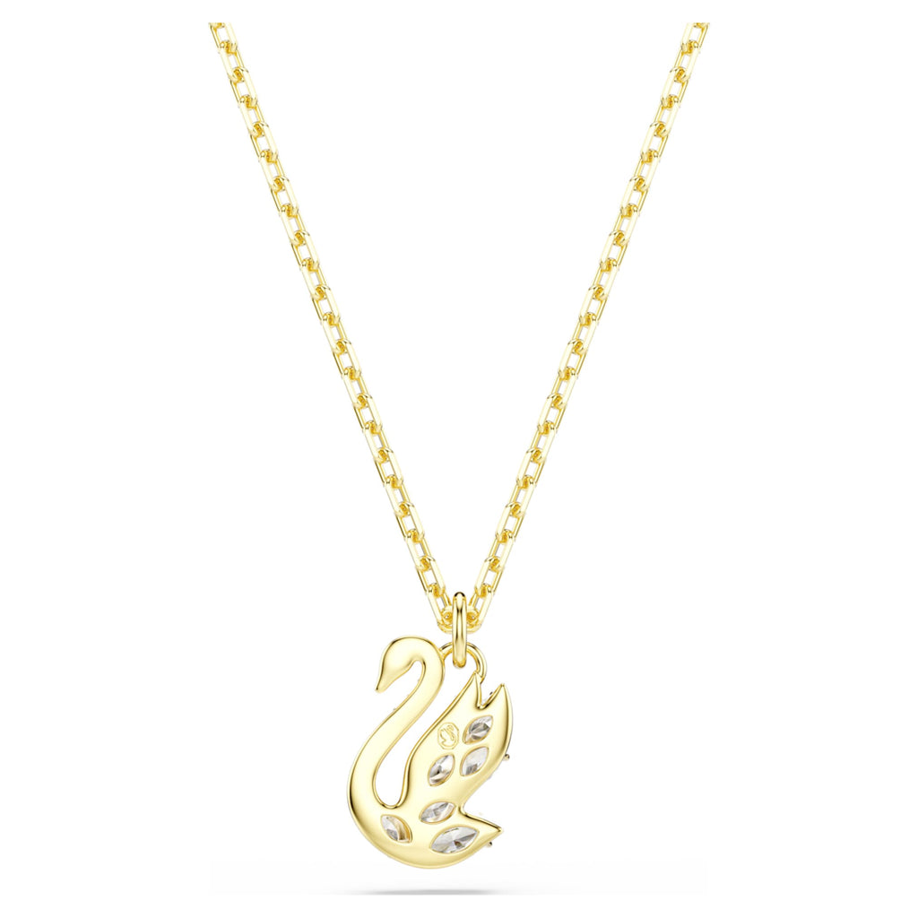 Swarovski Swan pendant Mixed cuts, Swan, White, 18K gold finish