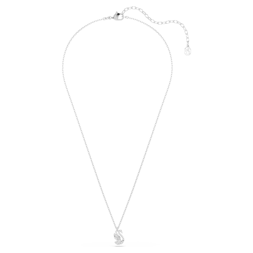 Swarovski Swan pendant Mixed cuts, Swan, White, Rhodium plated