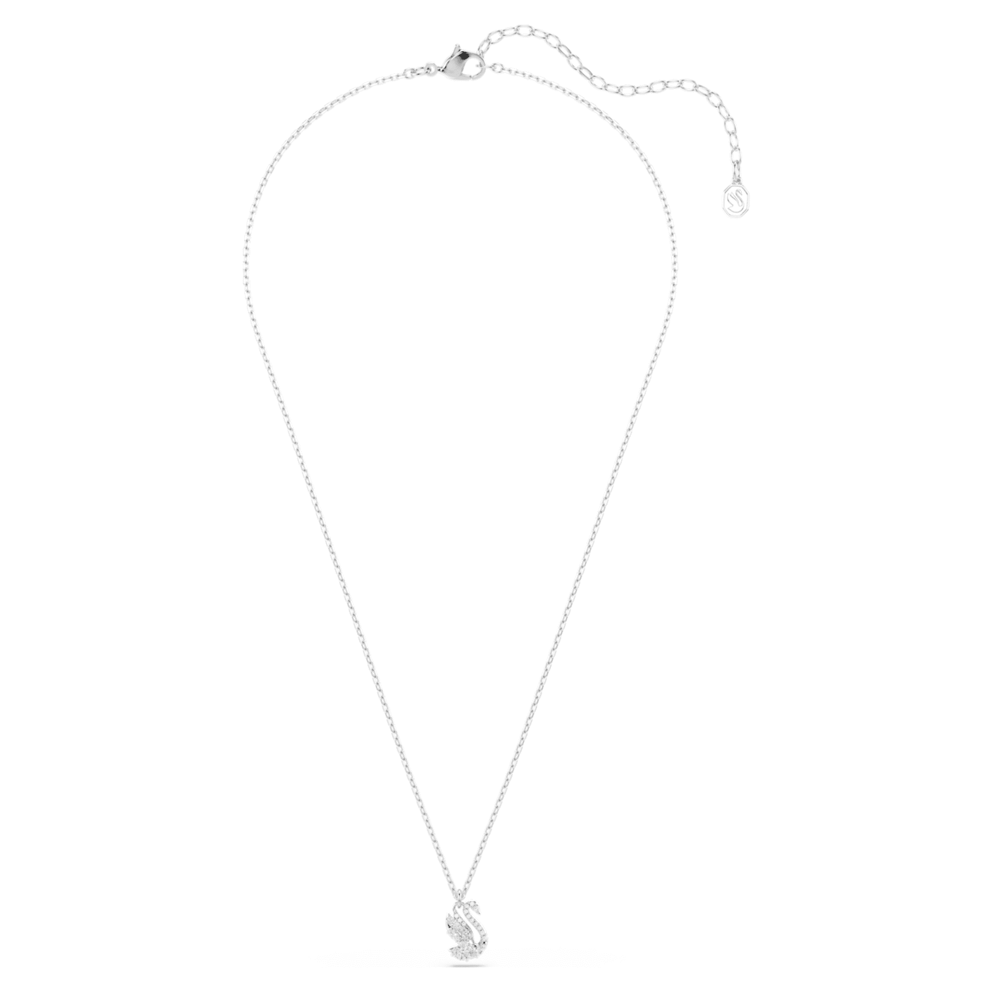 Swarovski Swan pendant Mixed cuts, Swan, White, Rhodium plated