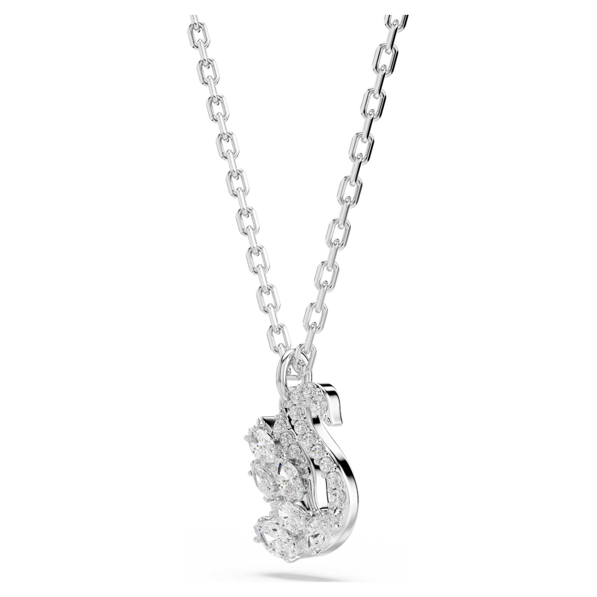 Swarovski Swan pendant Mixed cuts, Swan, White, Rhodium plated